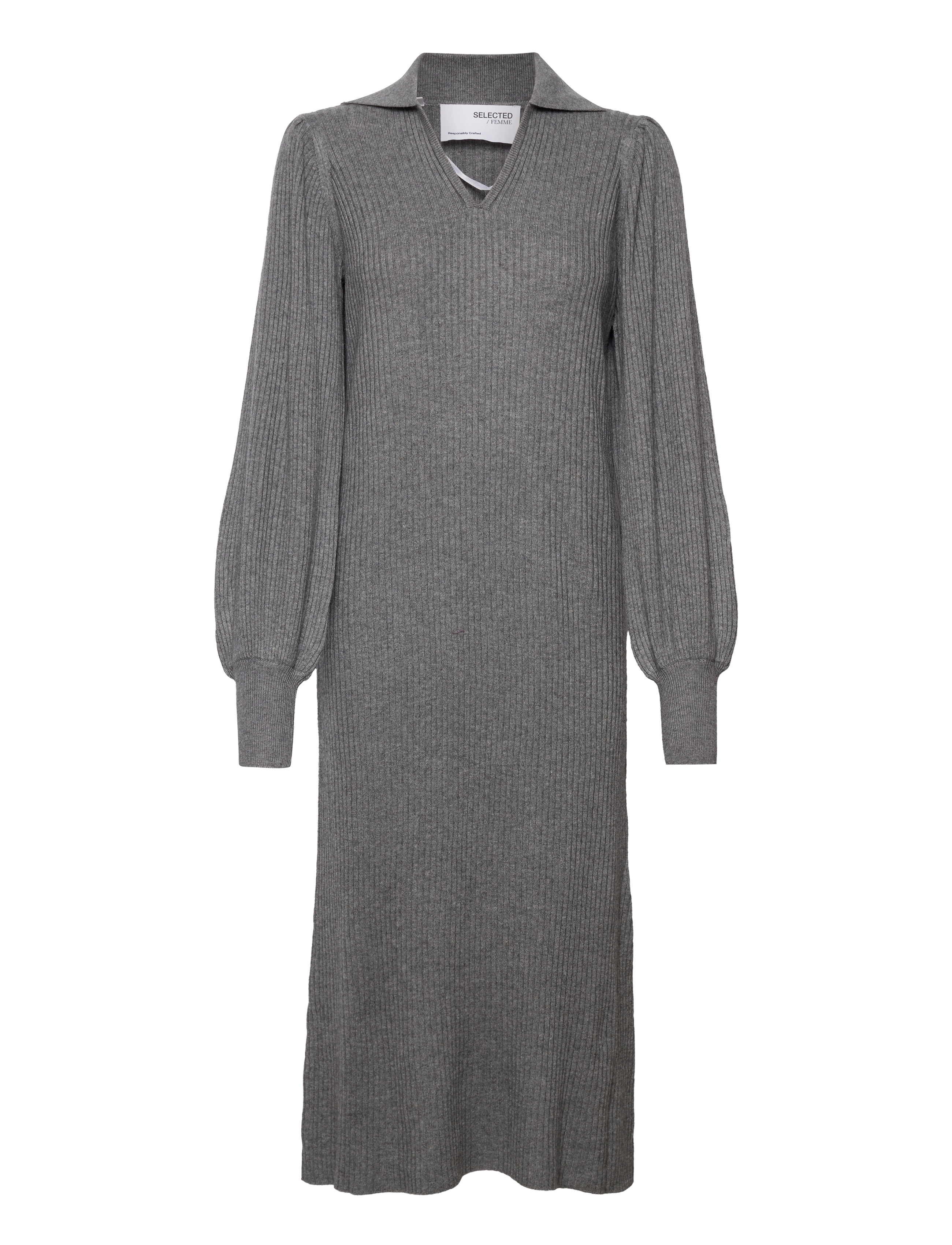 Selected SLFSELENE LS KNIT DRESS B - Kjoler - MEDIUM GREY MELANGE / grey