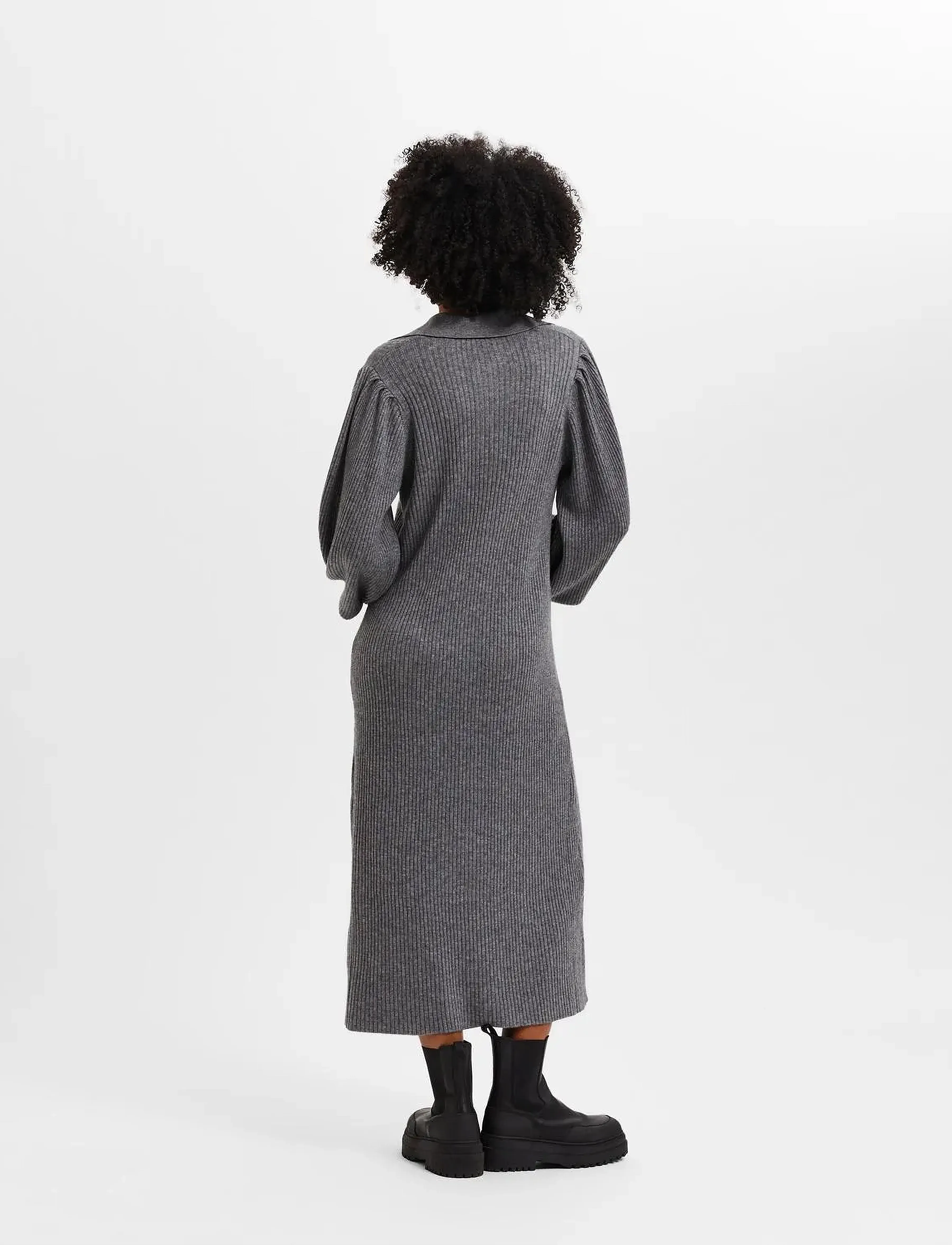 Selected - SLFSELENE LS KNIT DRESS B - strikkjoler - medium grey melange - 3