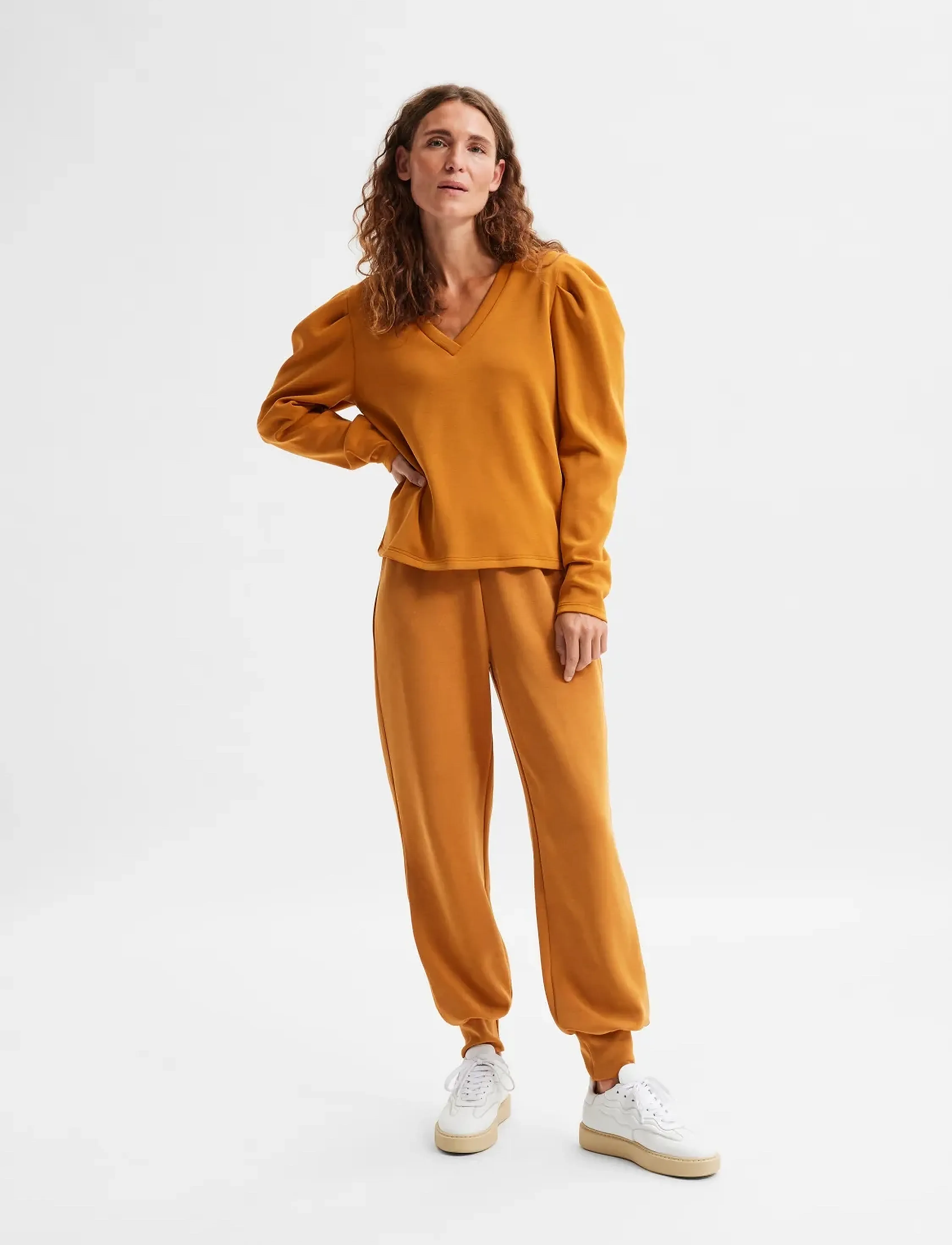 Selected - SLFLORA MW SWEAT PANT B - sweatpants - pumpkin spice - 4