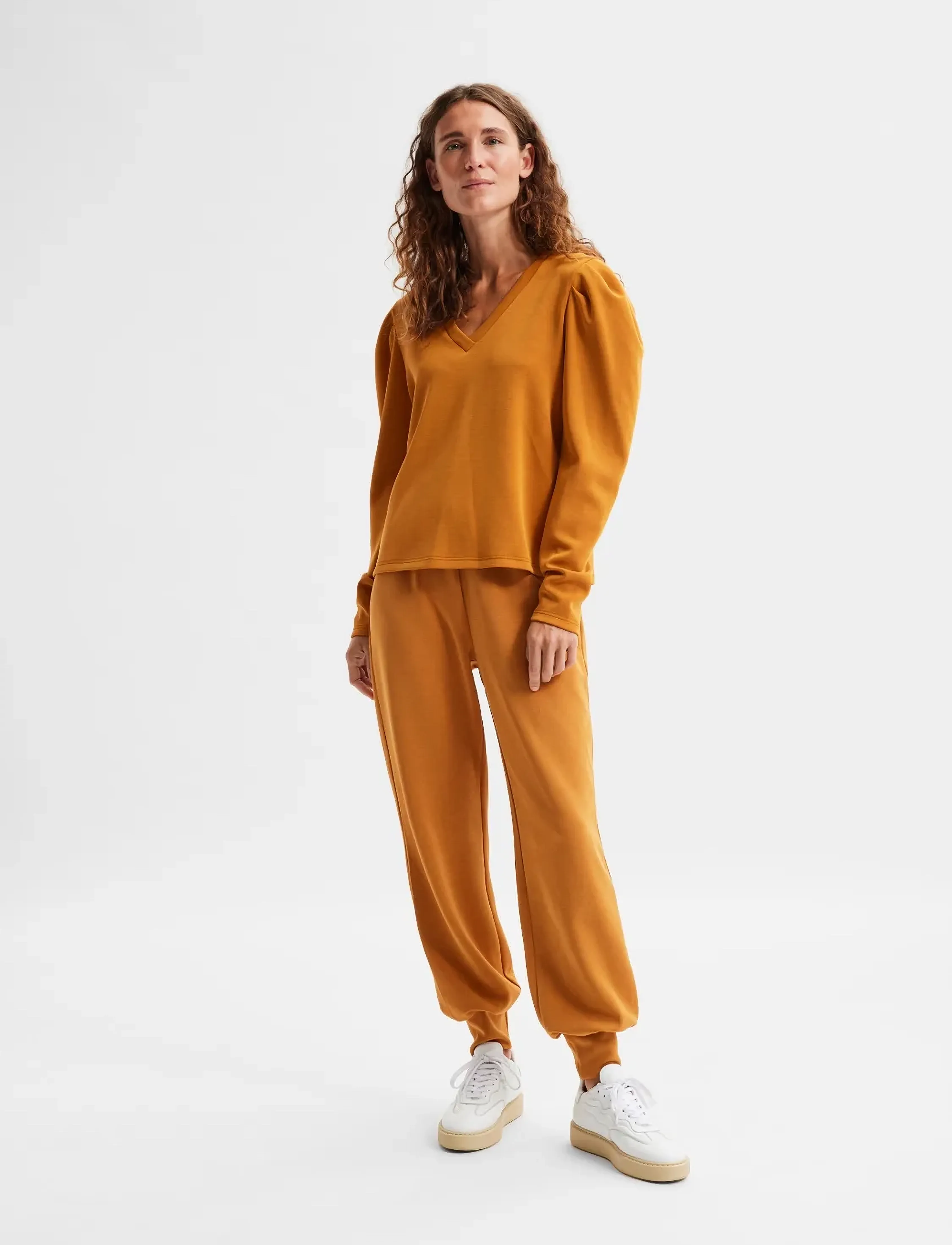 Selected - SLFLORA LS V-NECK SWEAT TOP B - pikkade varrukatega alussärgid - pumpkin spice - 4