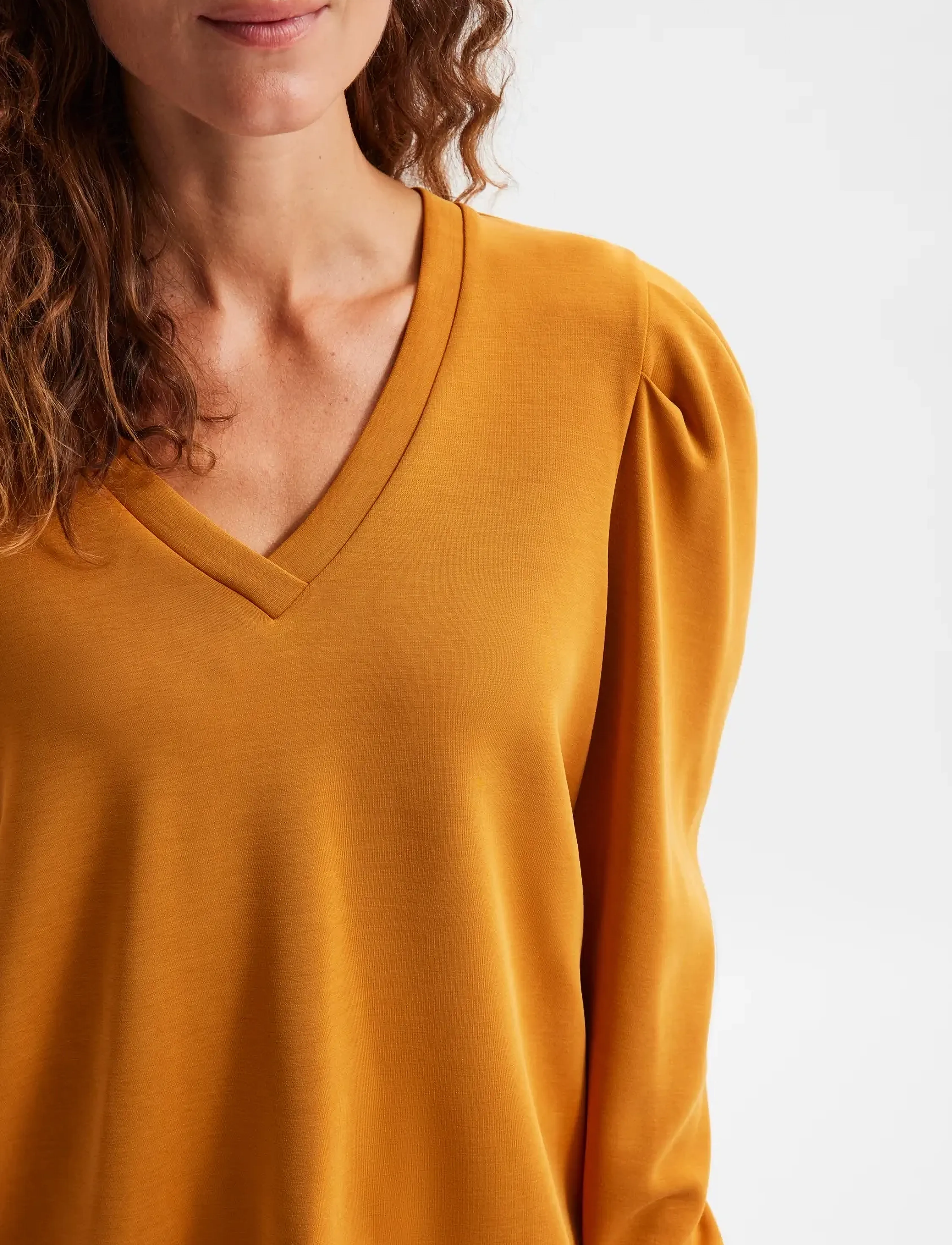 Selected - SLFLORA LS V-NECK SWEAT TOP B - pikkade varrukatega alussärgid - pumpkin spice - 5