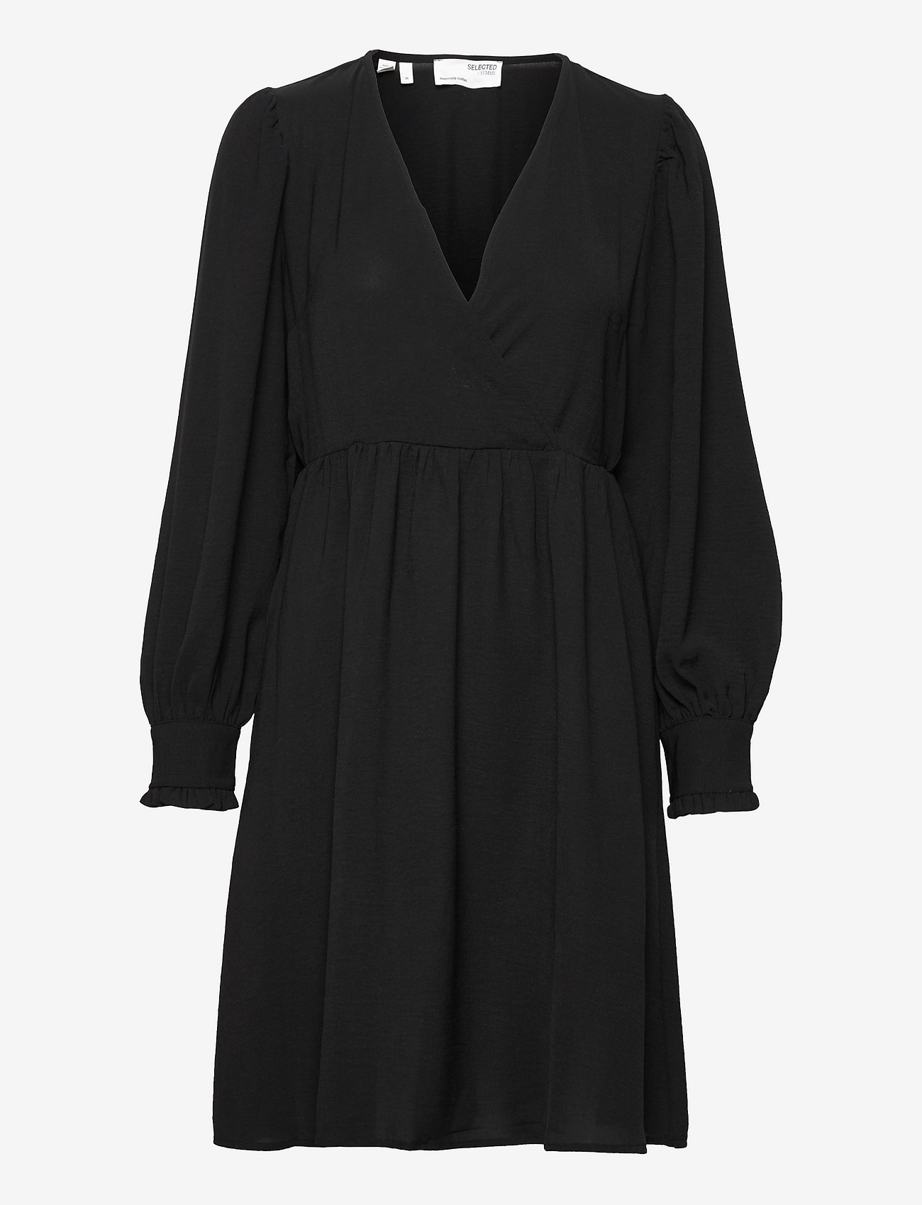 Selected Femme - SLF WINA LS SHORT DRESS M - kurze kleider - black - 0