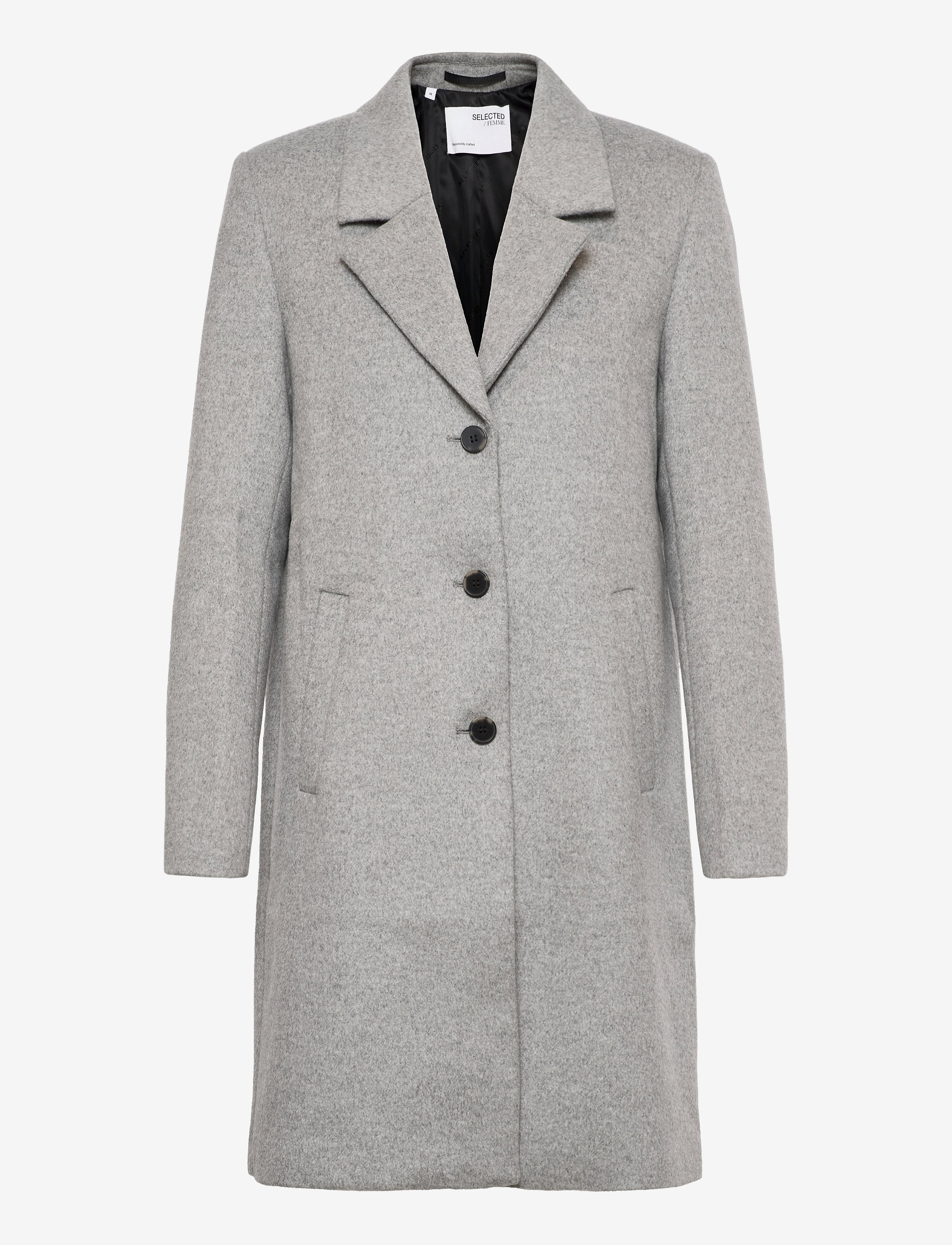 SLFSASJA WOOL COAT BOOZT B - LIGHT GREY MELANGE