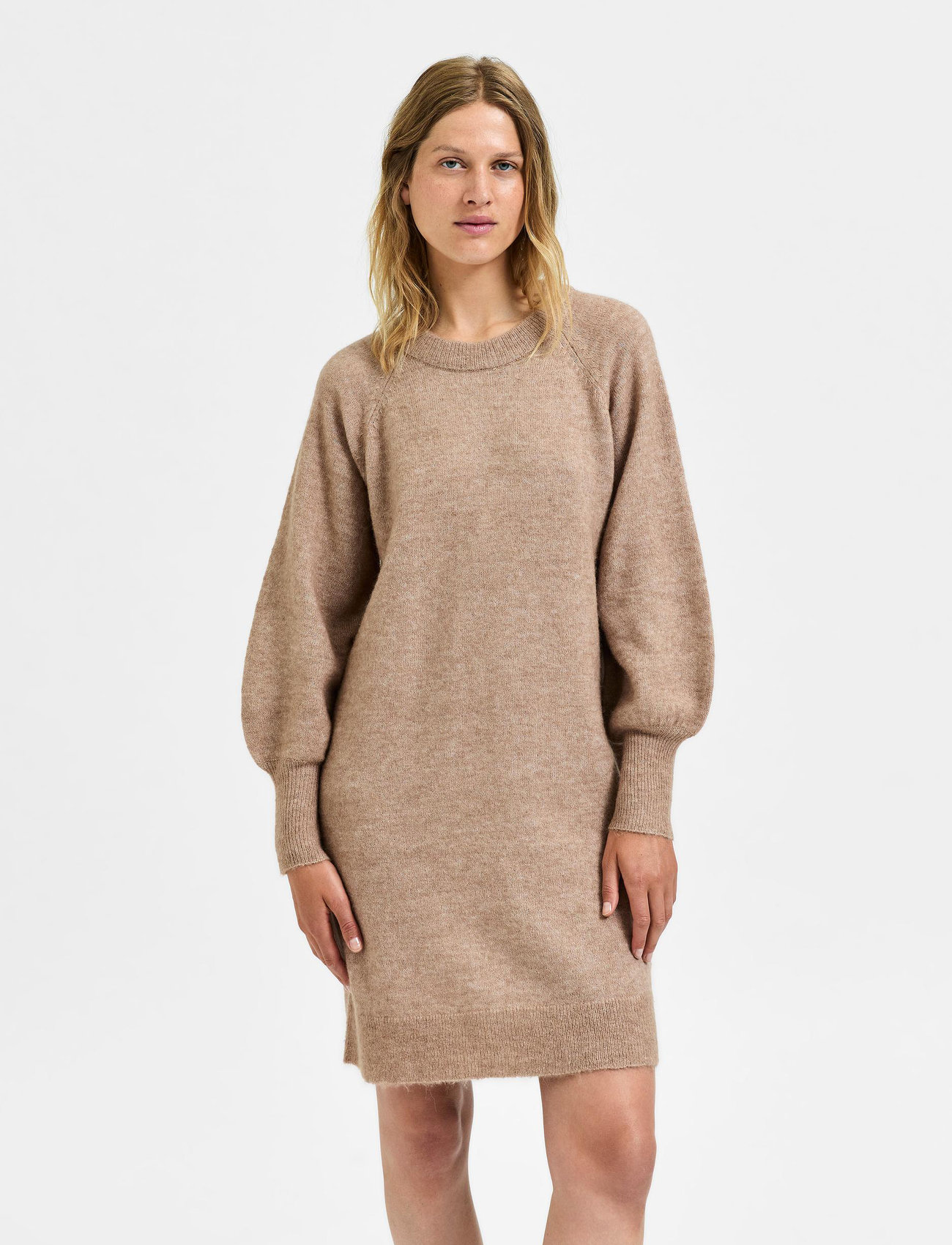 Selected Femme - SLFLULU LS KNIT DRESS O-NECK B NOOS - knitted dresses - amphora - 0