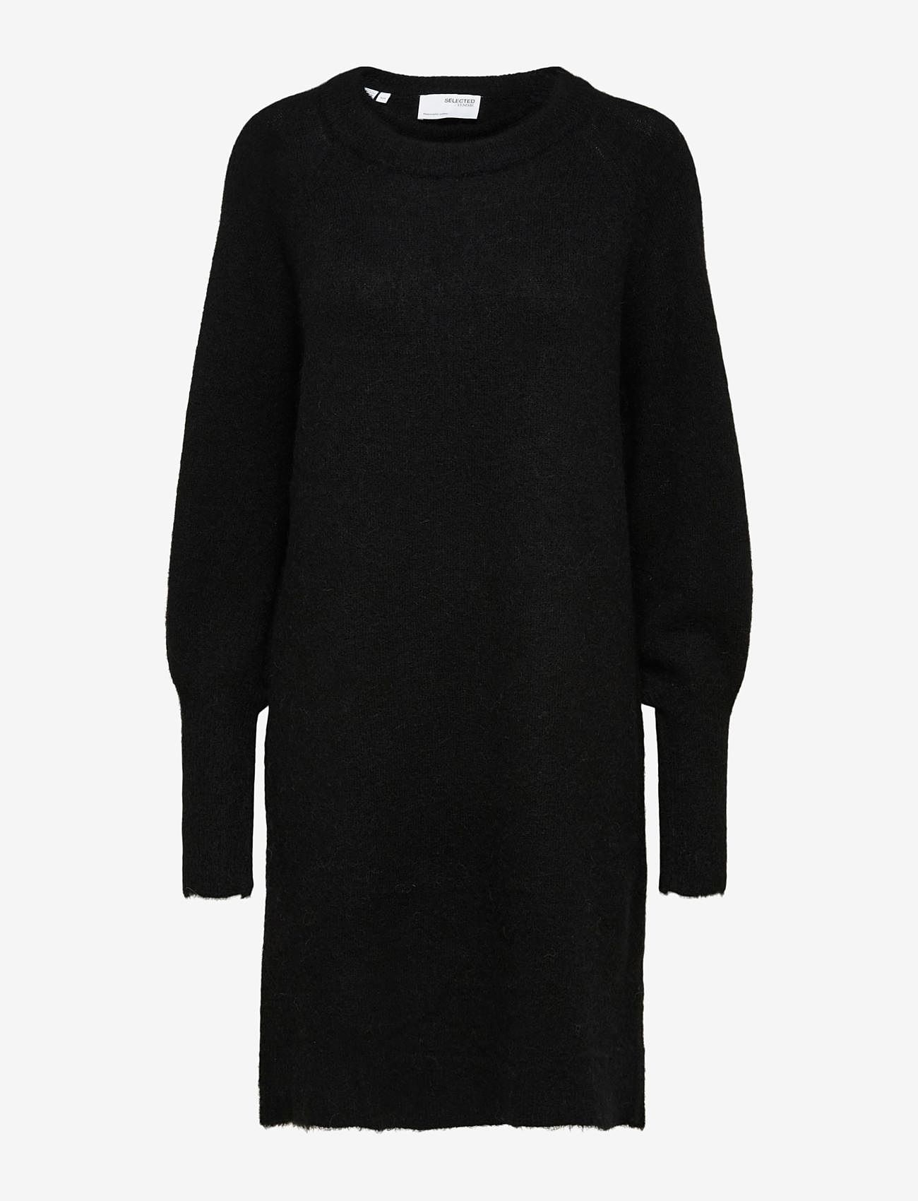 Selected Femme - SLFLULU LS KNIT DRESS O-NECK B NOOS - neulemekot - black - 0
