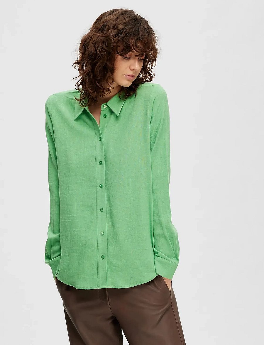 Selected - SLWVIVA LS SUN SHIRT NOOS - langærmede skjorter - absinthe green - 5