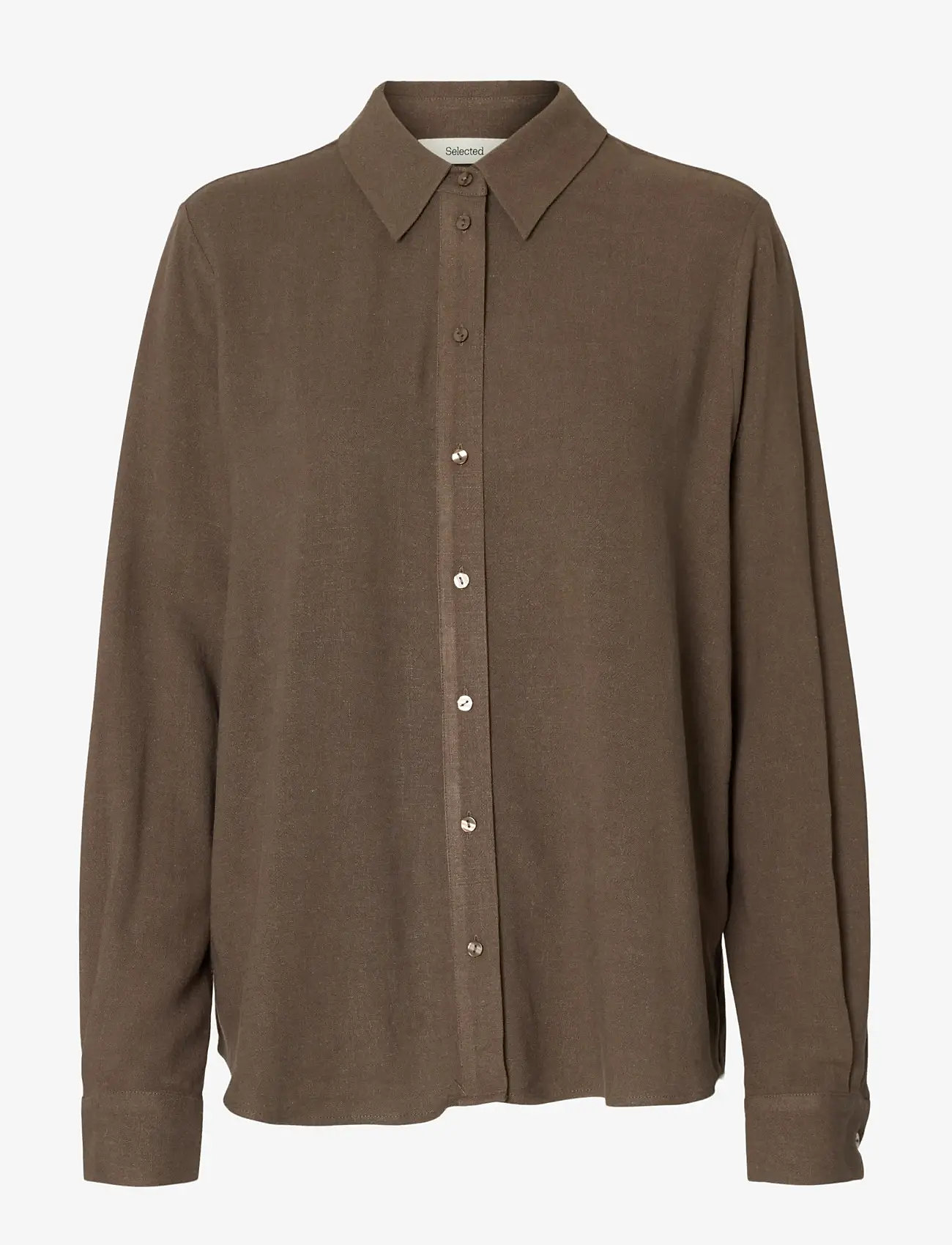 Selected - SLFVIVA LS SHIRT NOOS - pikkade varrukatega särgid - chocolate chip - 1