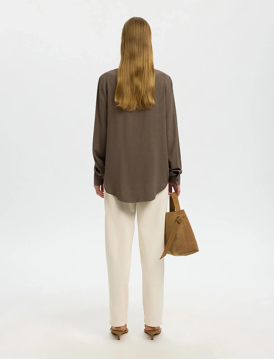 Selected - SLWVIVA LS SUN SHIRT NOOS - langärmlige hemden - chocolate chip - 2