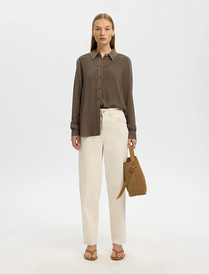 Selected - SLFVIVA LS SHIRT NOOS - pikkade varrukatega särgid - chocolate chip - 3