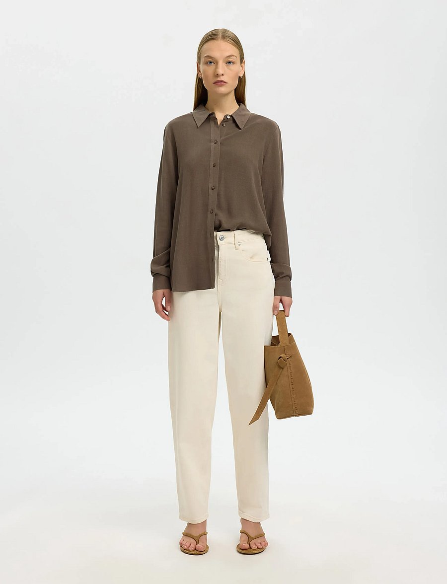 Selected - SLWVIVA LS SUN SHIRT NOOS - langärmlige hemden - chocolate chip - 3