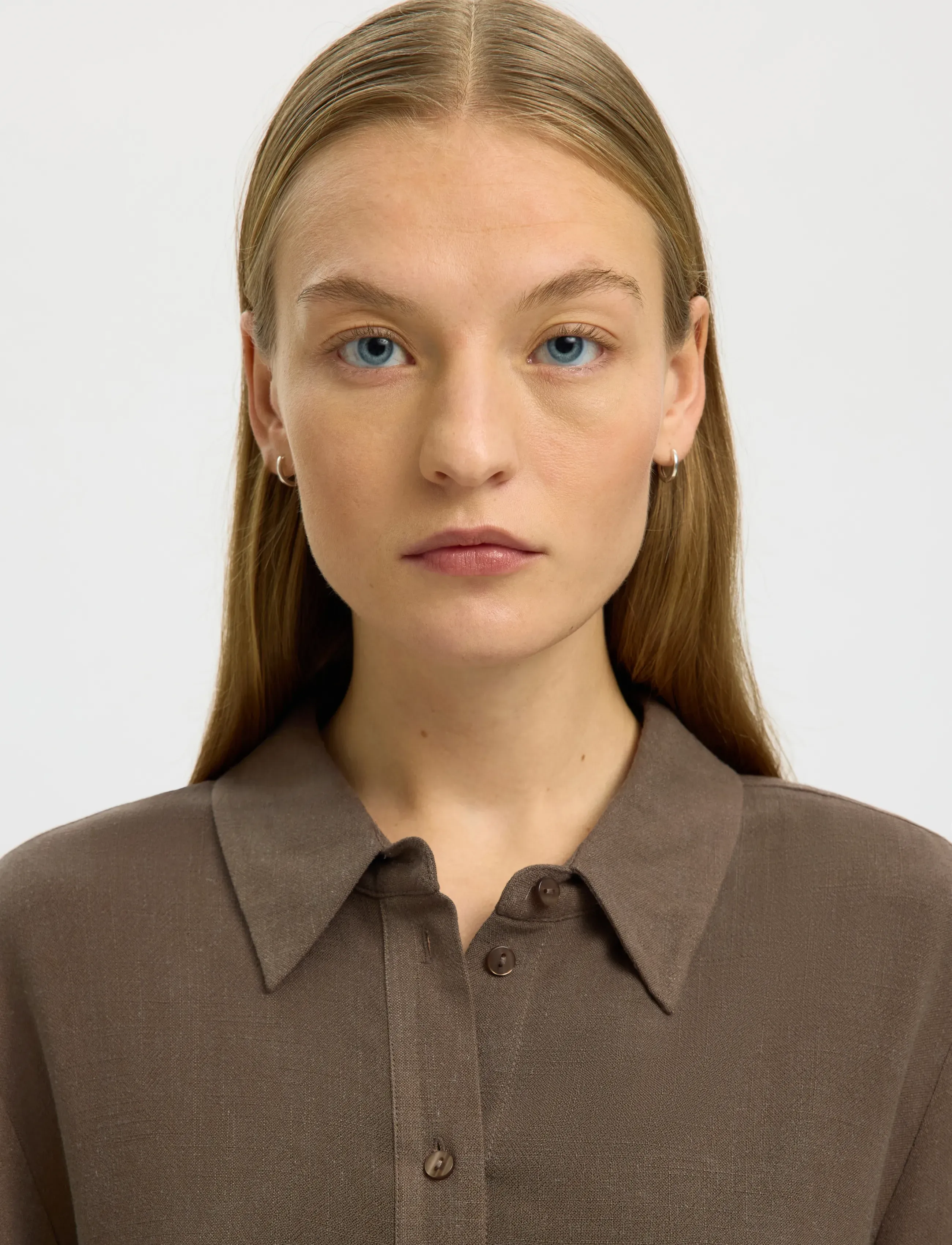 Selected - SLWVIVA LS SUN SHIRT NOOS - langärmlige hemden - chocolate chip - 4