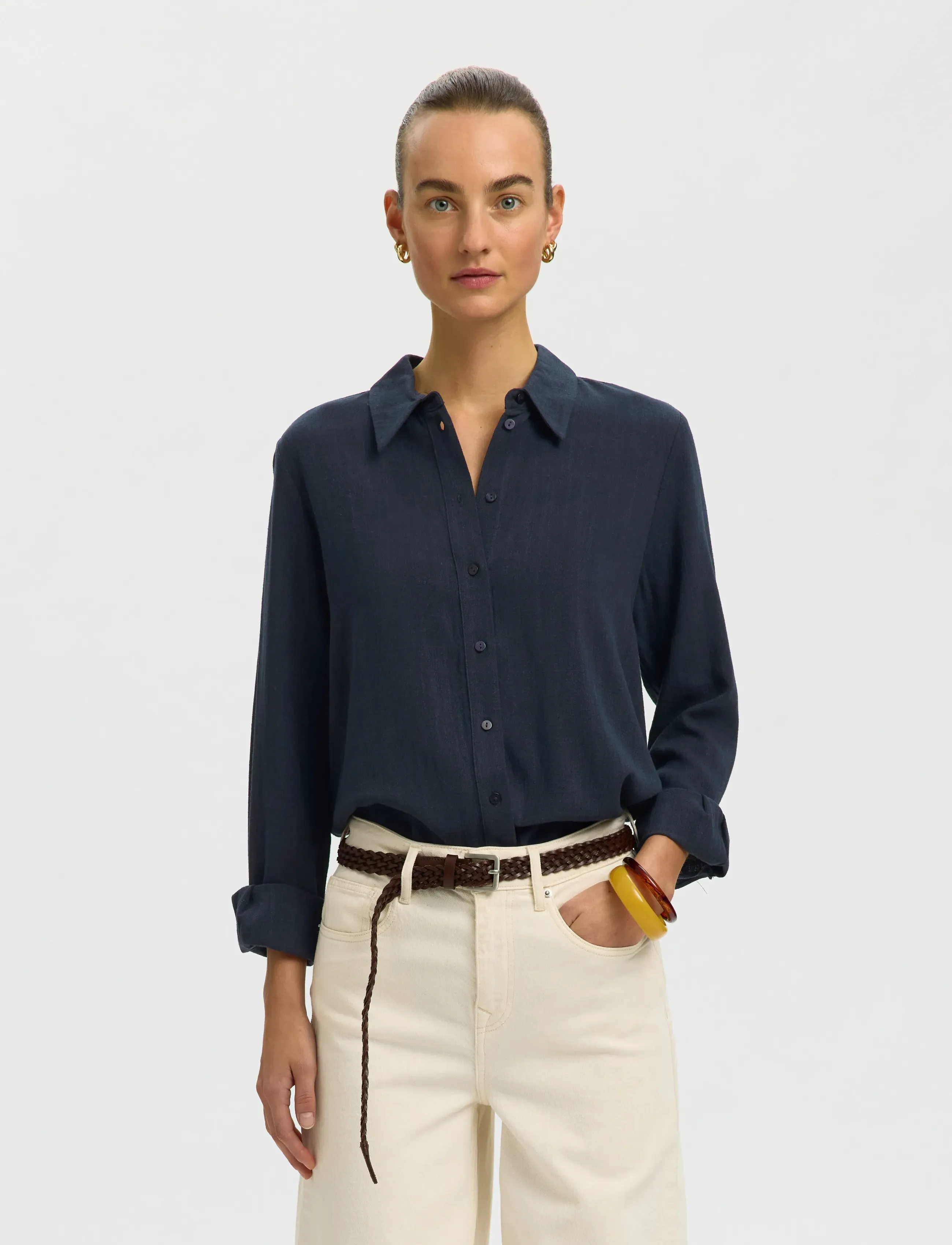 Selected SLWVIVA LS SUN SHIRT NOOS - Langærmede skjorter - DARK SAPPHIRE / navy