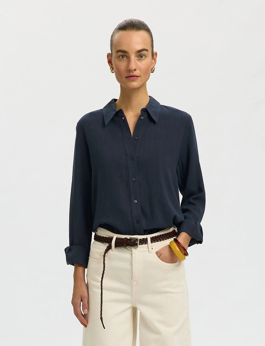 Selected - SLWVIVA LS SUN SHIRT NOOS - chemises à manches longues - dark sapphire - 0