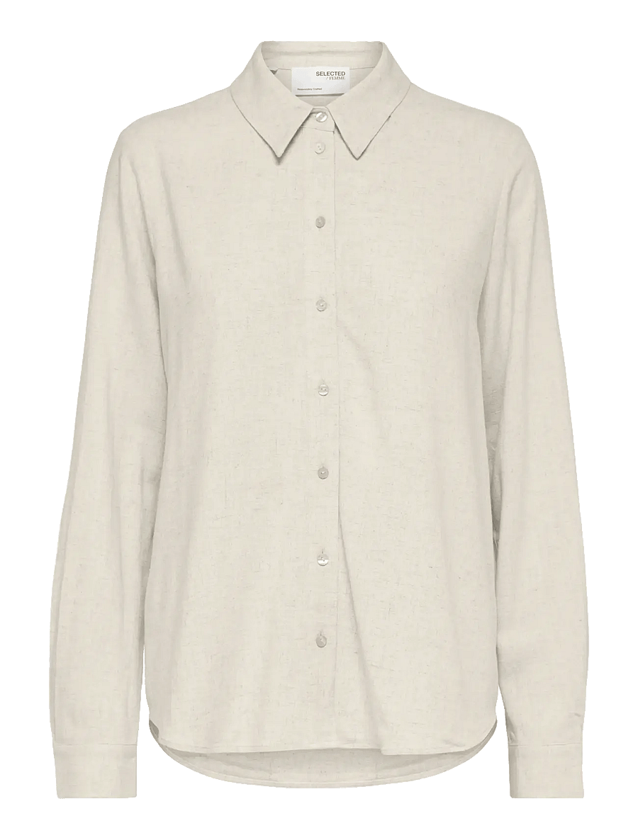 Selected - SLWVIVA LS SUN SHIRT NOOS - langärmlige hemden - sandshell - 0