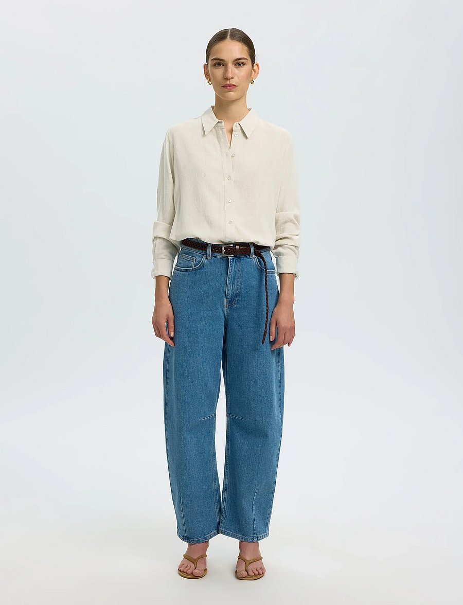 Selected - SLWVIVA LS SUN SHIRT NOOS - langärmlige hemden - sandshell - 4