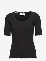 Selected Femme - SLFANNA SS-NECK TEE - t-shirts - black - 0