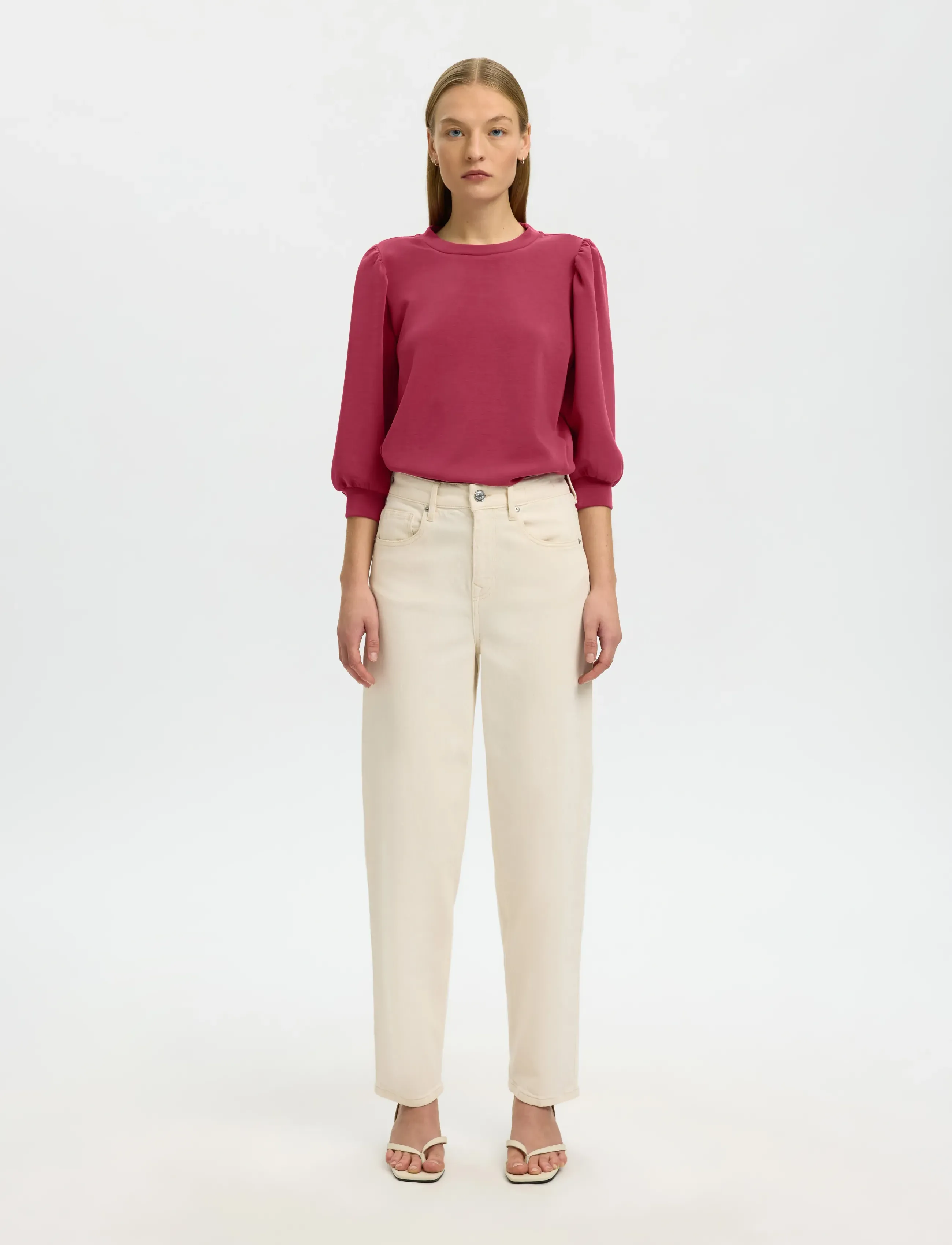 Selected - SLWTENNY 3/4 SWEAT TOP NOOS - langærmede toppe - anemone - 3
