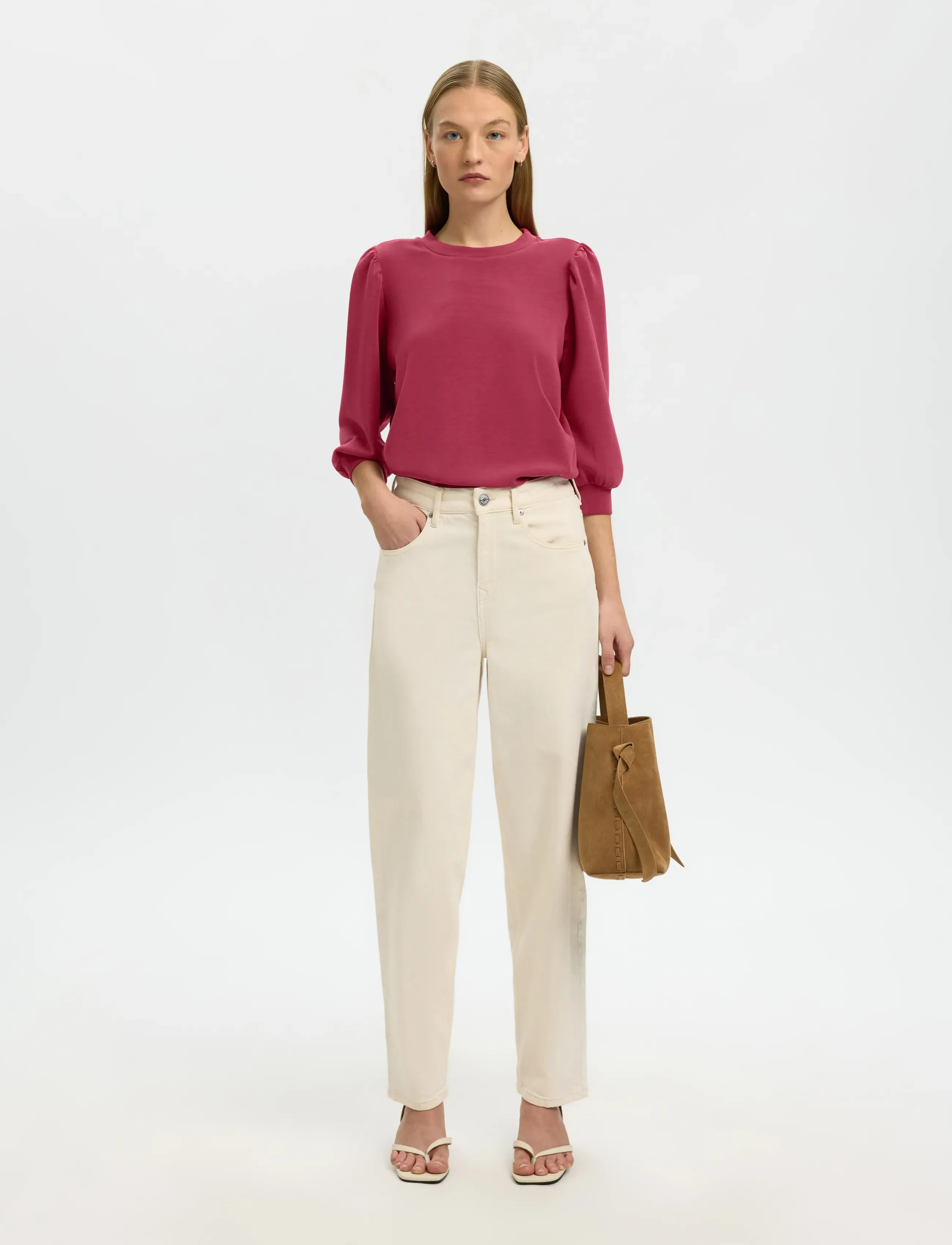 Selected - SLWTENNY 3/4 SWEAT TOP NOOS - langærmede toppe - anemone - 5