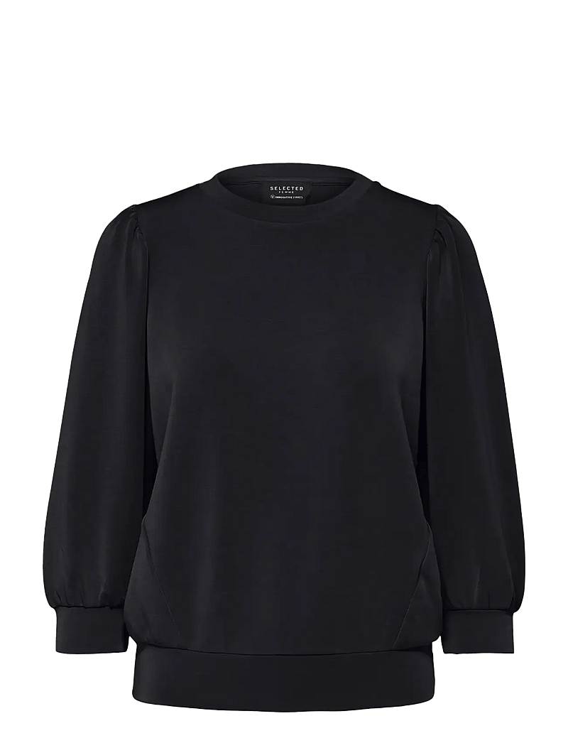 Selected - SLFTENNY 3/4 SWEAT TOP NOOS - langärmlige tops - black - 1