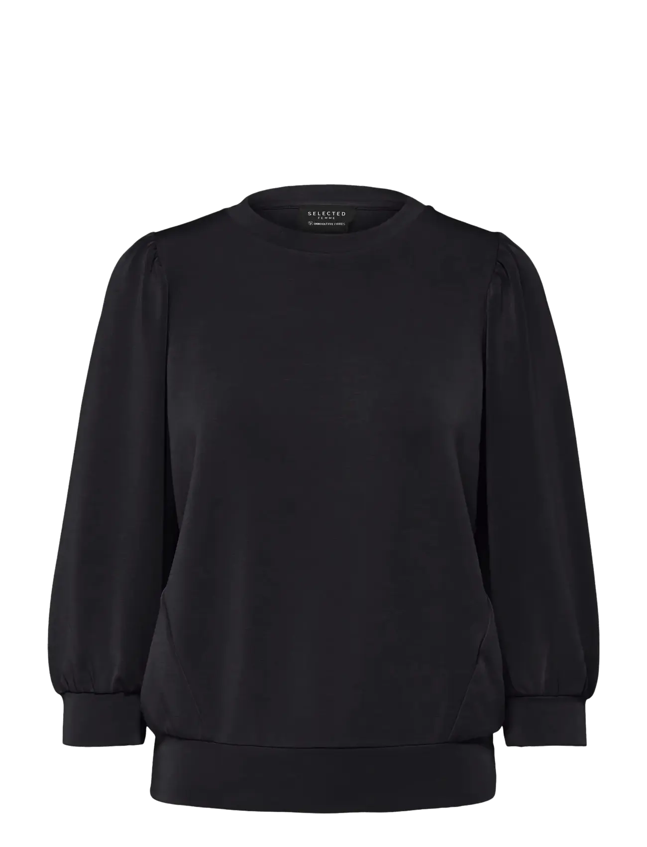 Selected SLWTENNY 3/4 SWEAT TOP NOOS - Selected - BLACK / black