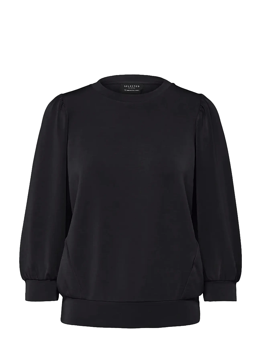Selected - SLWTENNY 3/4 SWEAT TOP NOOS - langärmlige tops - black - 1