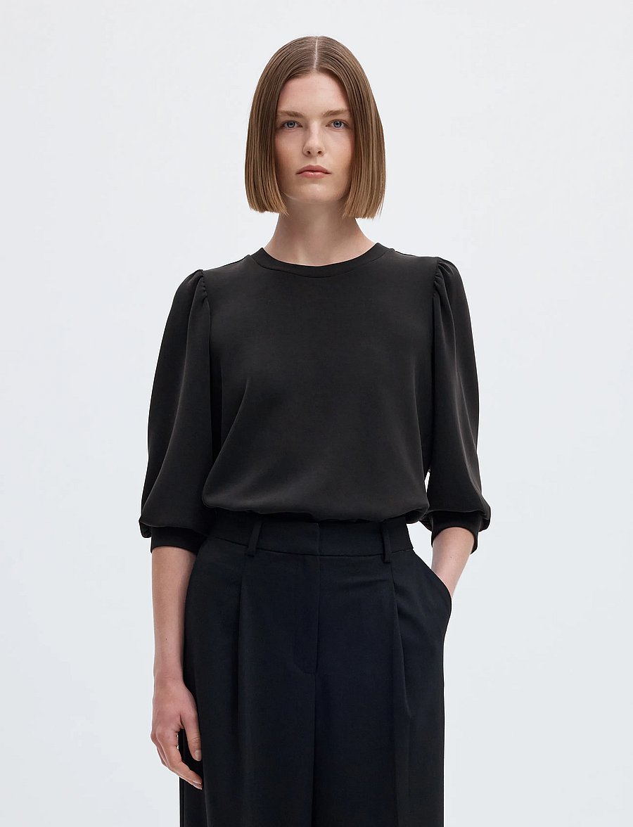 Selected - SLWTENNY 3/4 SWEAT TOP NOOS - langærmede toppe - black - 0