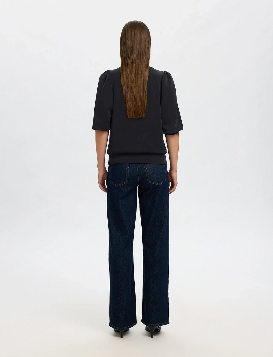 Selected - SLWTENNY 3/4 SWEAT TOP NOOS - langärmlige tops - black - 2