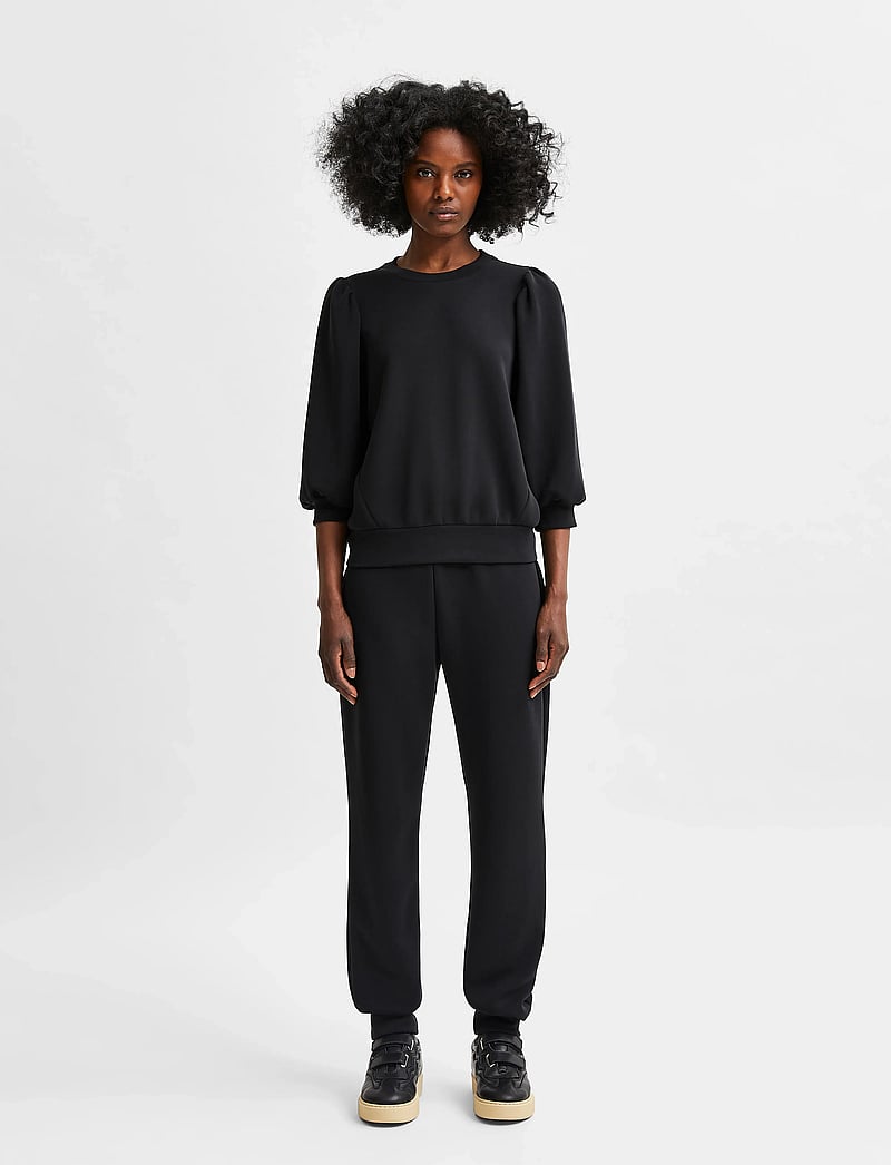 Selected - SLFTENNY 3/4 SWEAT TOP NOOS - langärmlige tops - black - 3