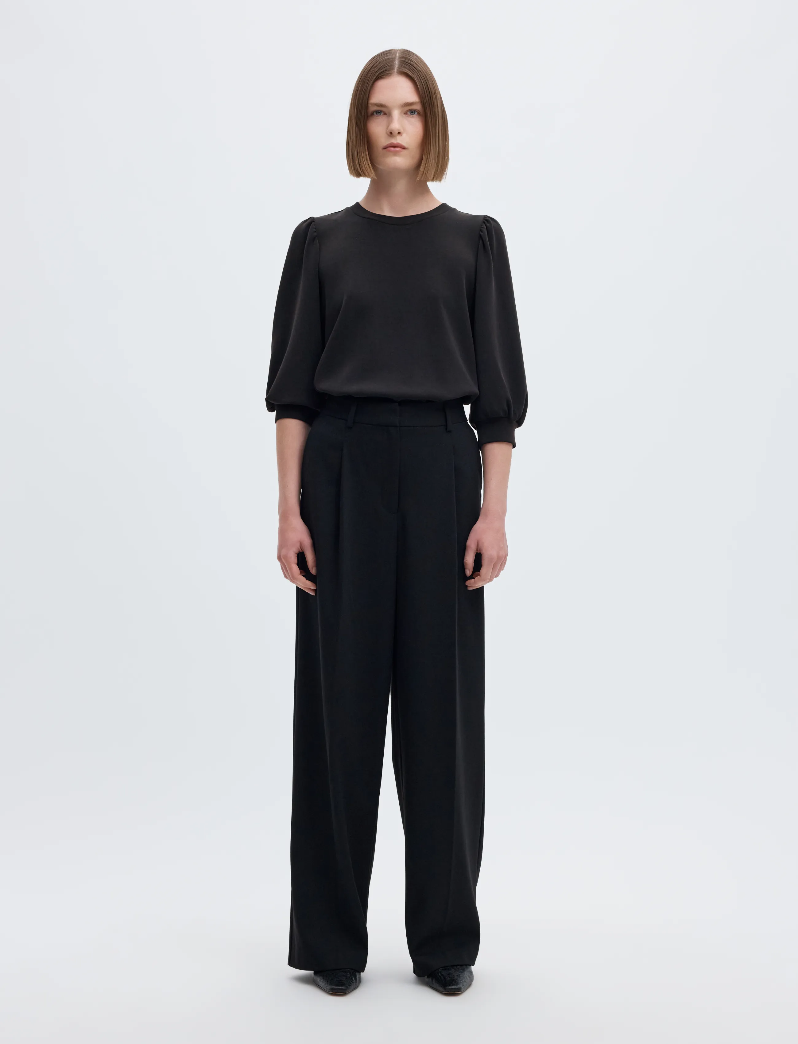 Selected - SLWTENNY 3/4 SWEAT TOP NOOS - herbstliche kleidung - black - 3
