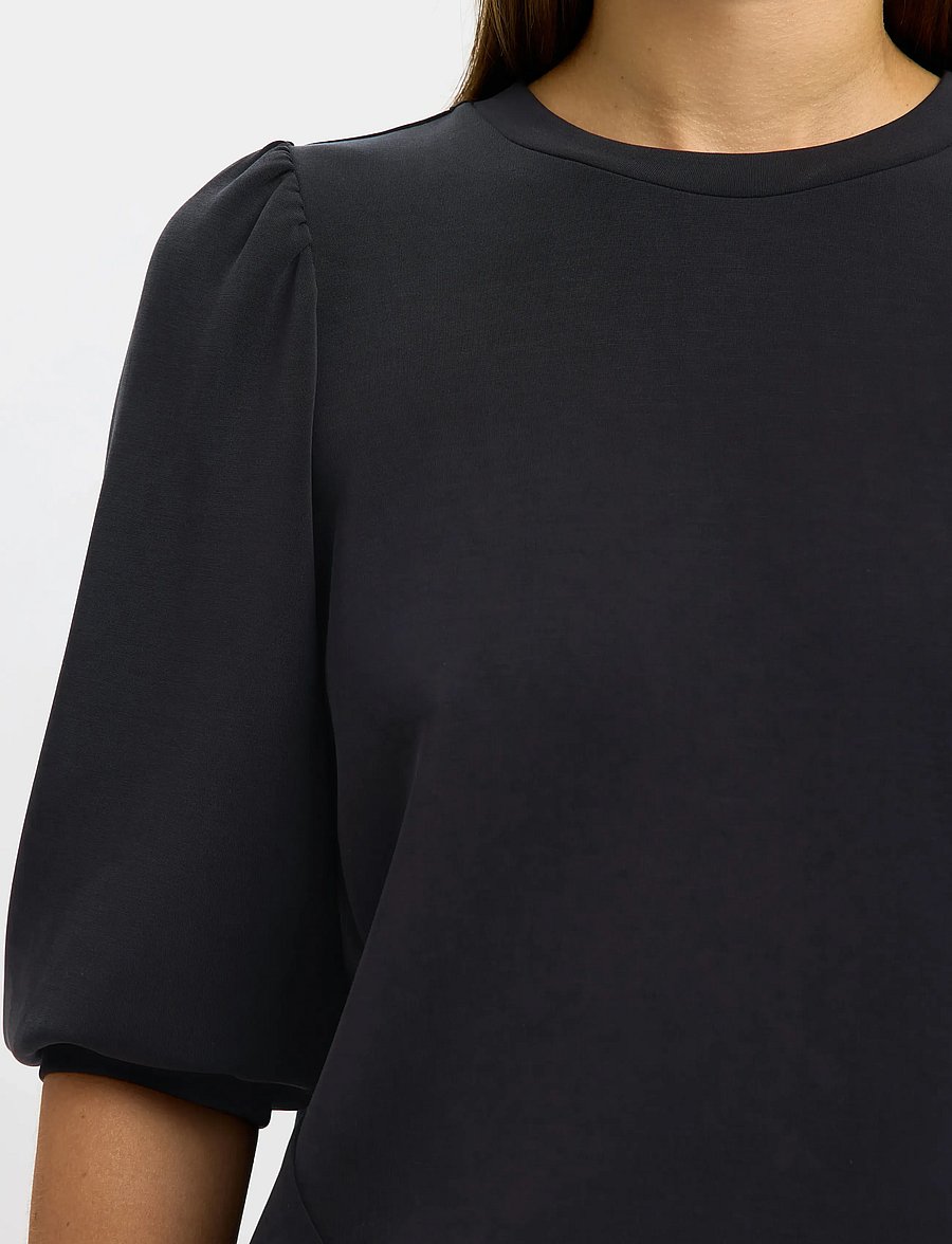 Selected - SLWTENNY 3/4 SWEAT TOP NOOS - langärmlige tops - black - 4
