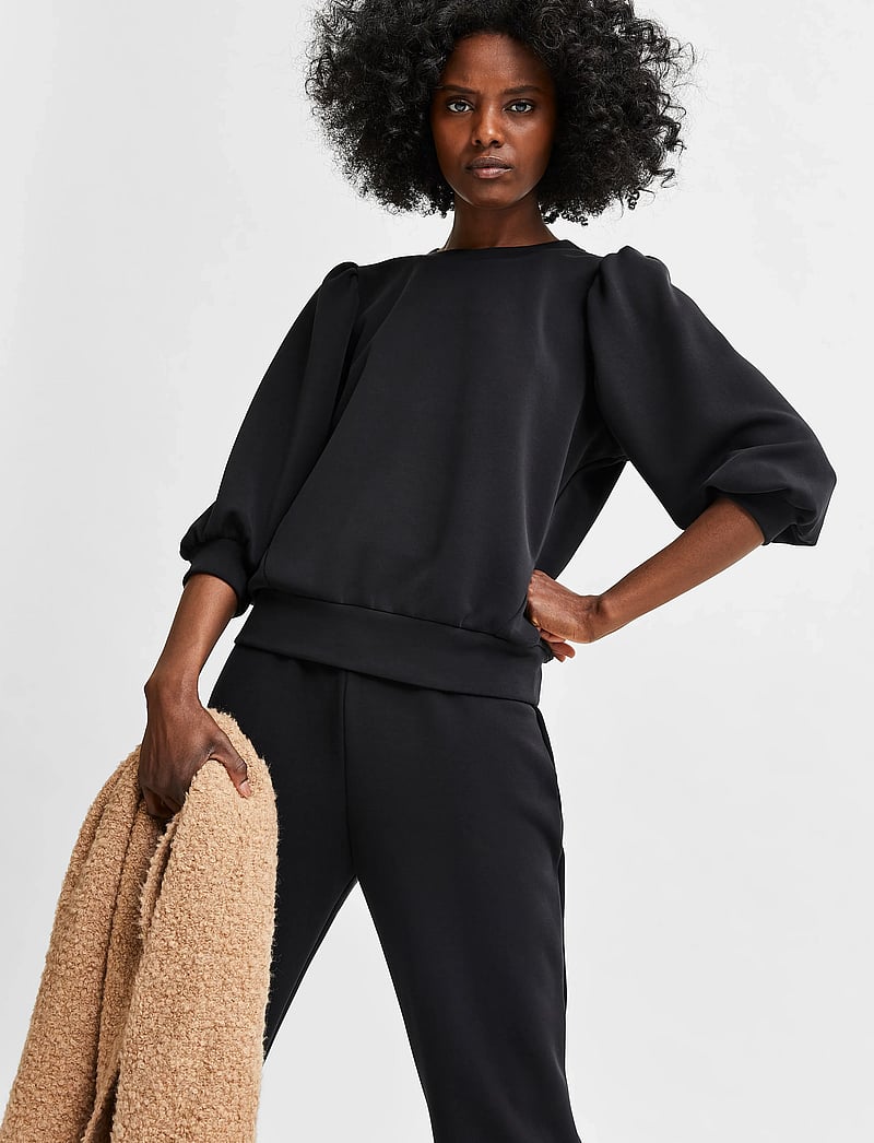 Selected - SLFTENNY 3/4 SWEAT TOP NOOS - langärmlige tops - black - 5