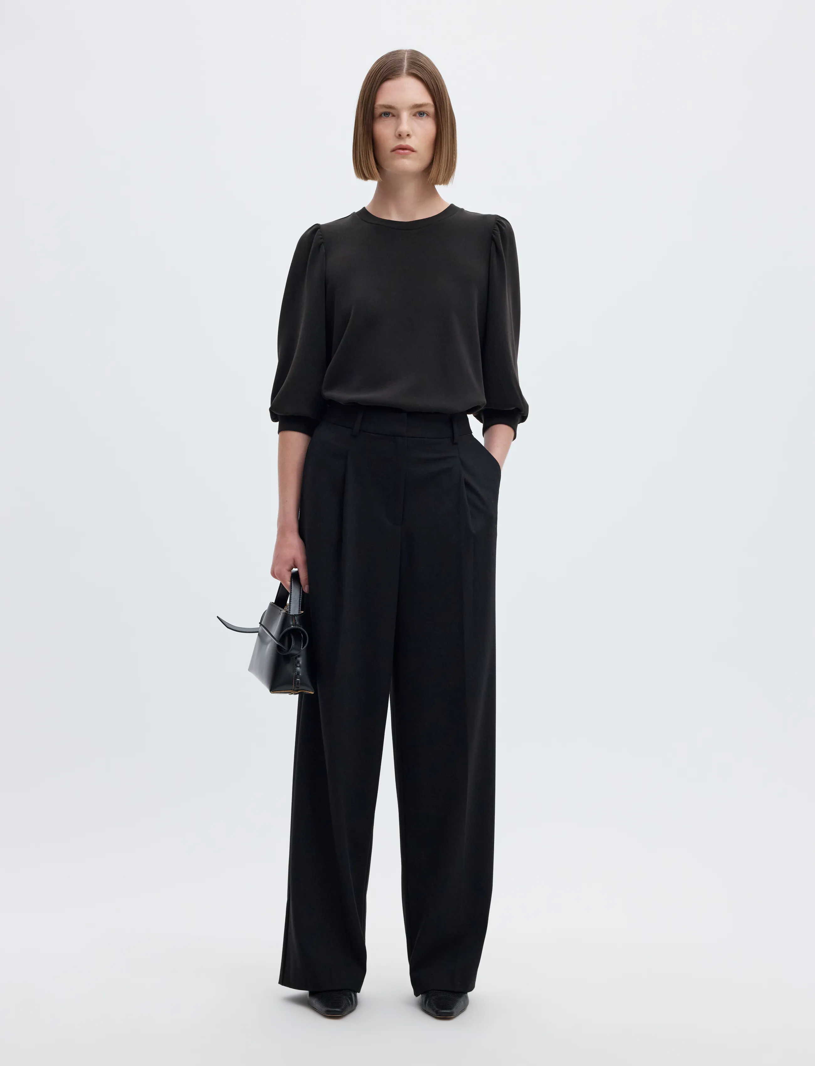 Selected - SLWTENNY 3/4 SWEAT TOP NOOS - herbstliche kleidung - black - 5