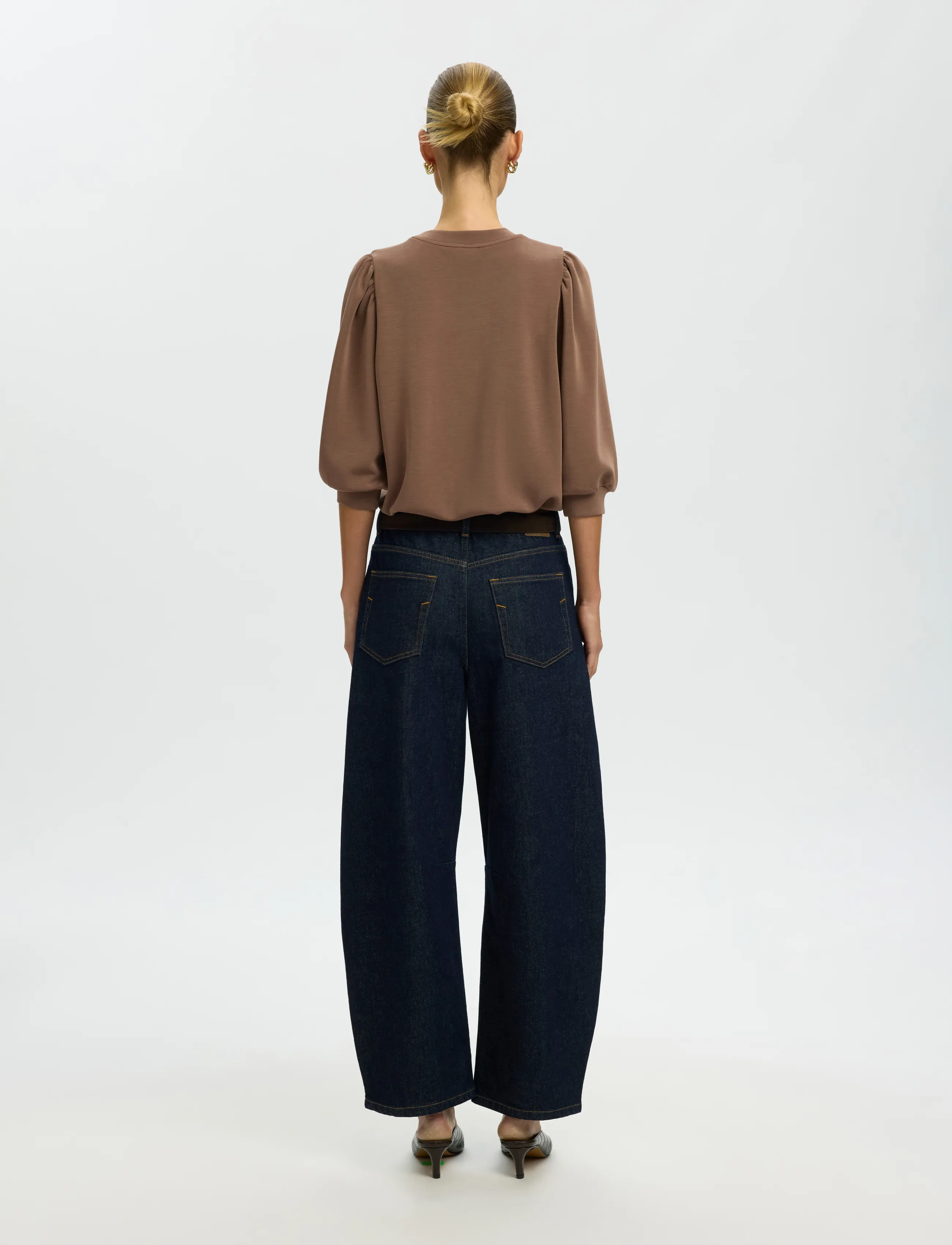 Selected - SLFTENNY 3/4 SWEAT TOP NOOS - langärmlige tops - chocolate chip - 2