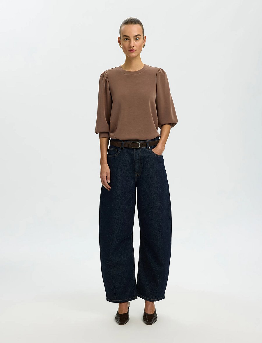 Selected - SLWTENNY 3/4 SWEAT TOP NOOS - langärmlige tops - chocolate chip - 3