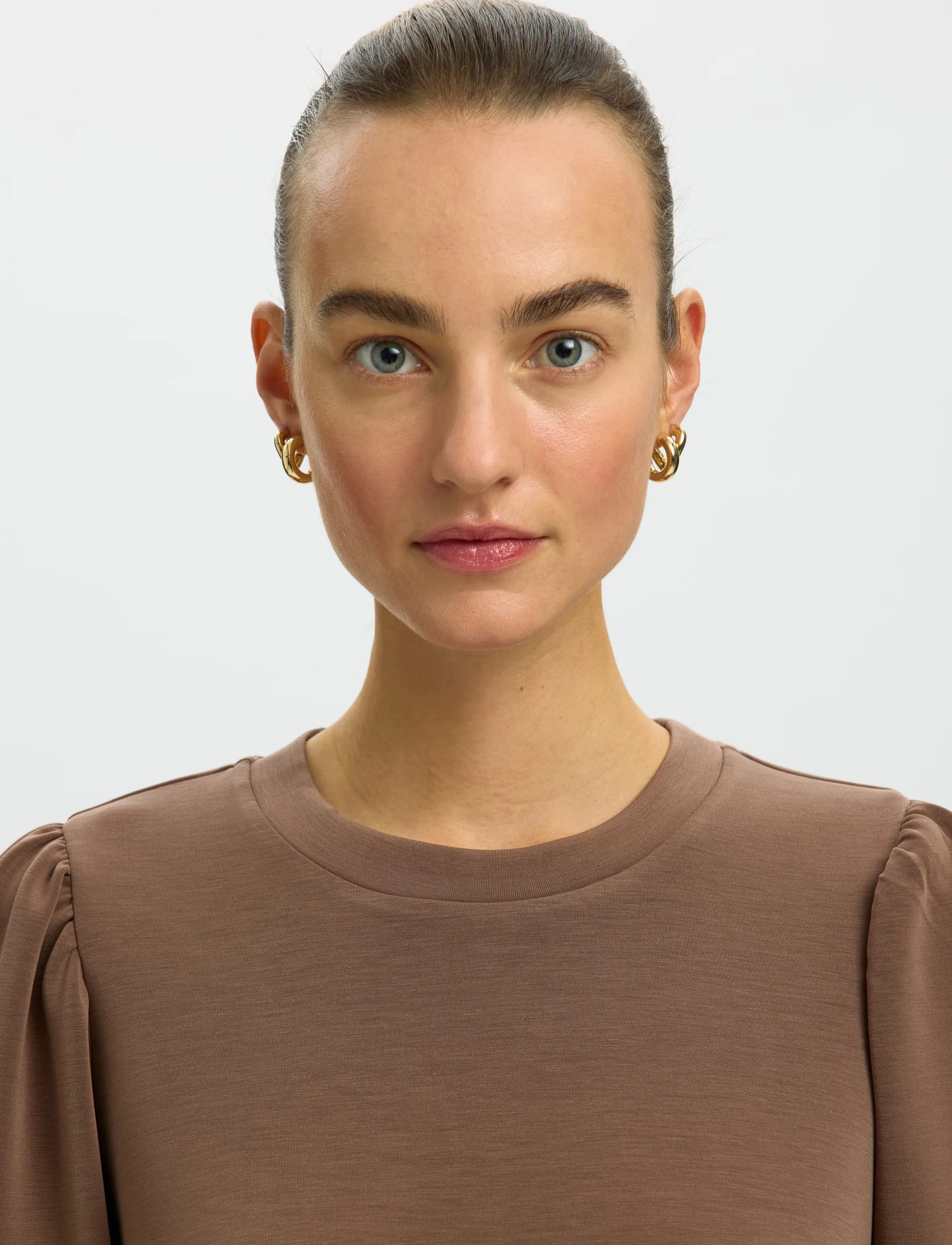 Selected - SLFTENNY 3/4 SWEAT TOP NOOS - langärmlige tops - chocolate chip - 4