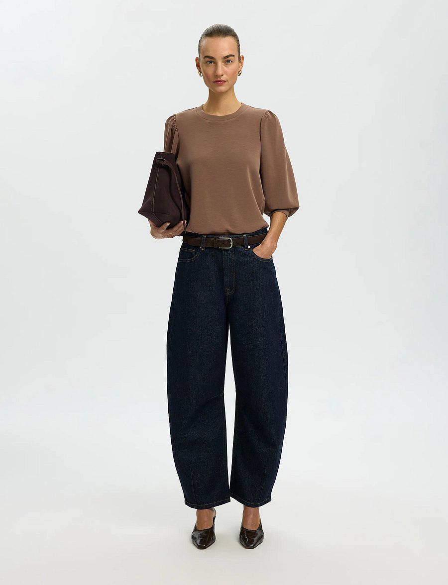 Selected - SLWTENNY 3/4 SWEAT TOP NOOS - langärmlige tops - chocolate chip - 5