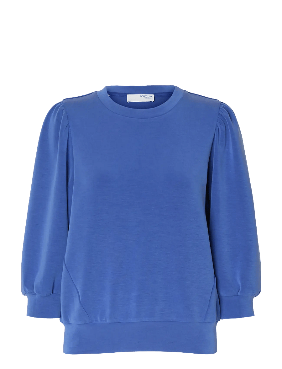 Selected - SLWTENNY 3/4 SWEAT TOP NOOS - langärmlige tops - dazzling blue - 1