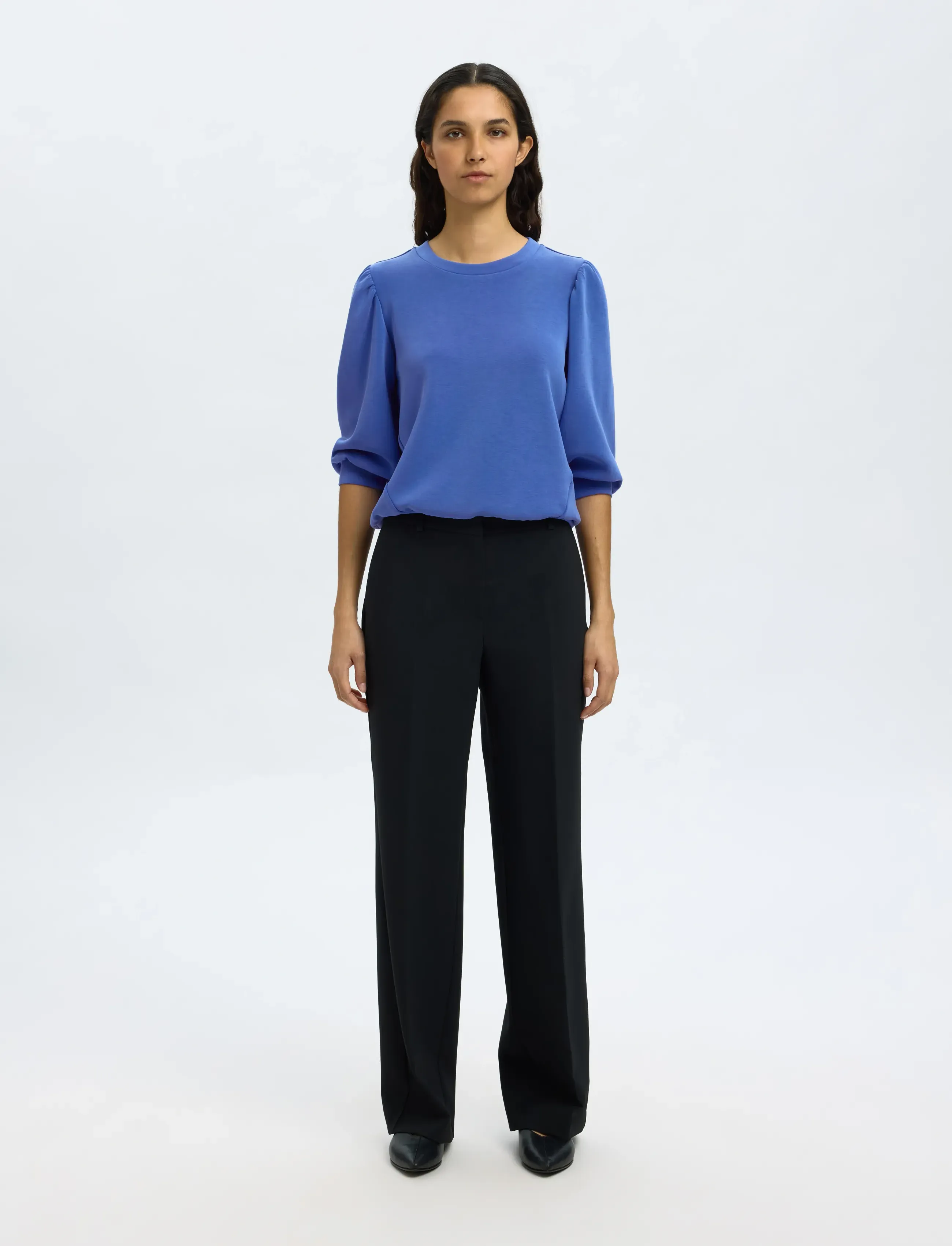 Selected - SLWTENNY 3/4 SWEAT TOP NOOS - langerma toppar - dazzling blue - 3