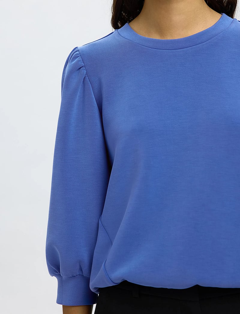 Selected - SLFTENNY 3/4 SWEAT TOP NOOS - dressipluusid - dazzling blue - 4