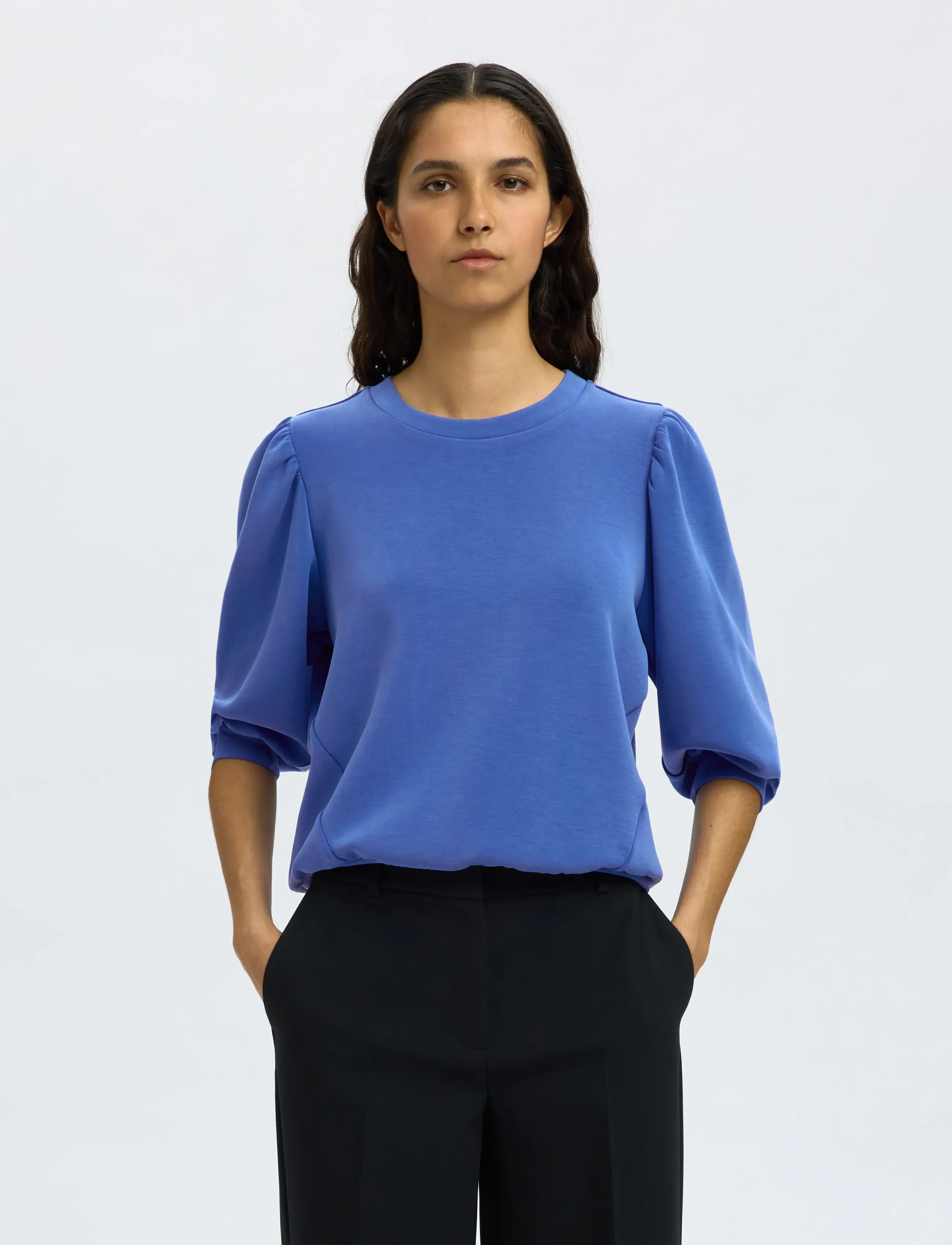 Selected - SLWTENNY 3/4 SWEAT TOP NOOS - langerma toppar - dazzling blue - 5