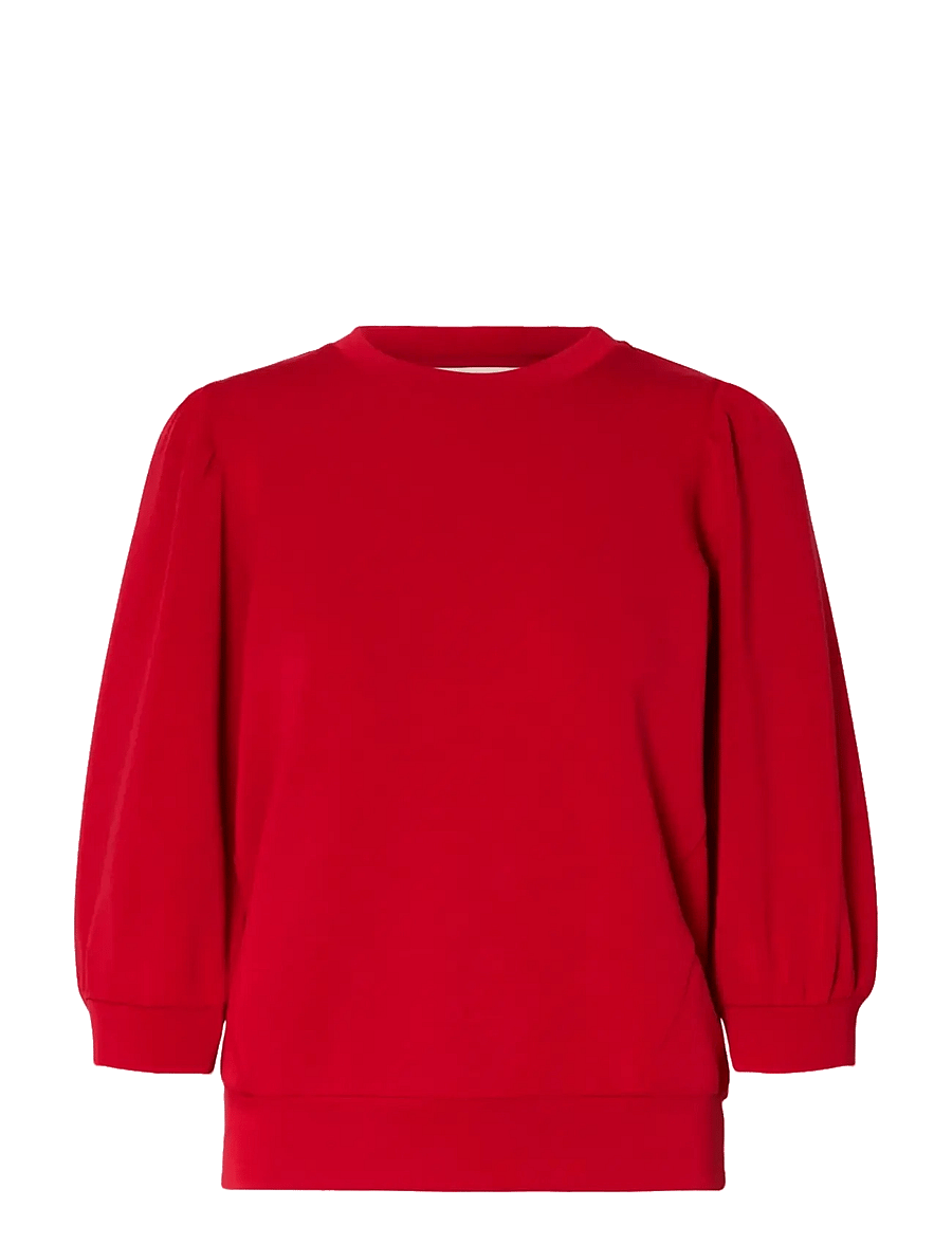 Selected - SLWTENNY 3/4 SWEAT TOP NOOS - langärmlige tops - equestrian red - 1