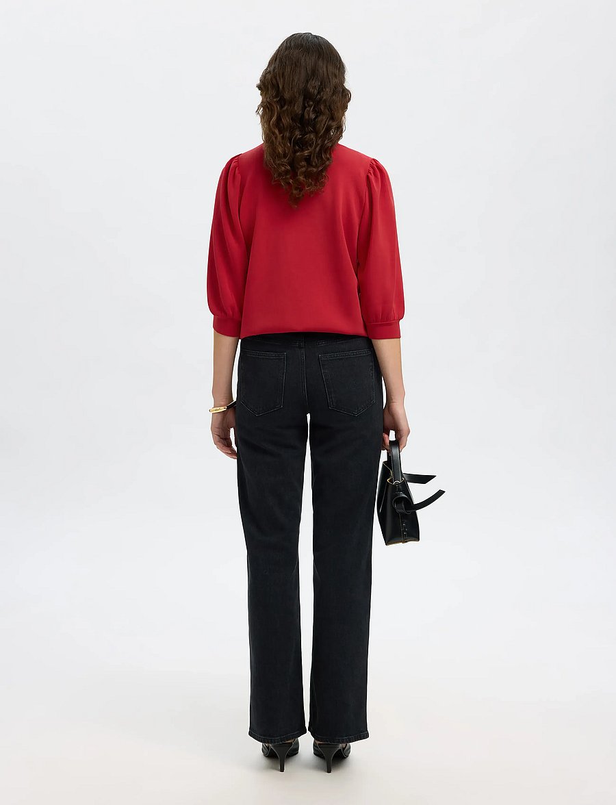 Selected - SLWTENNY 3/4 SWEAT TOP NOOS - langärmlige tops - equestrian red - 2