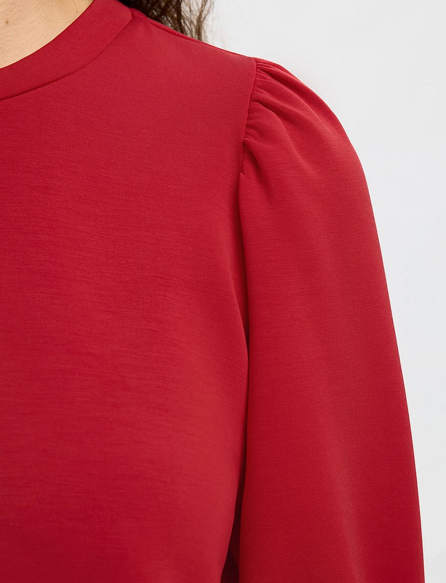 Selected - SLWTENNY 3/4 SWEAT TOP NOOS - langärmlige tops - equestrian red - 4