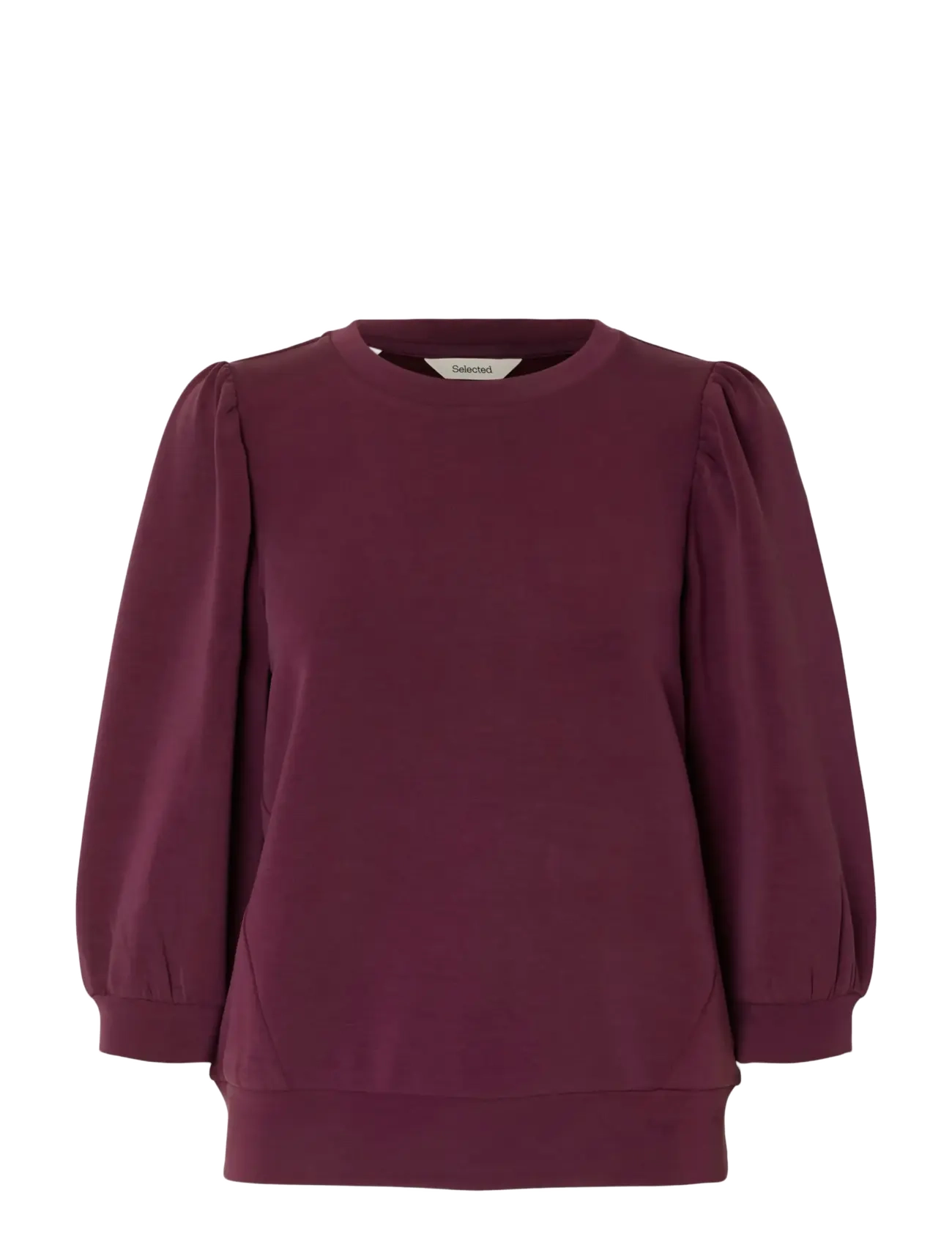 Selected SLWTENNY 3/4 SWEAT TOP NOOS - Selected - FIG / burgundy