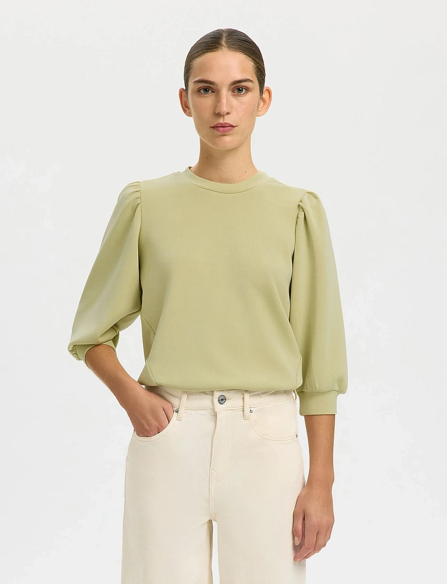 Selected - SLWTENNY 3/4 SWEAT TOP NOOS - långärmade toppar - lint - 0