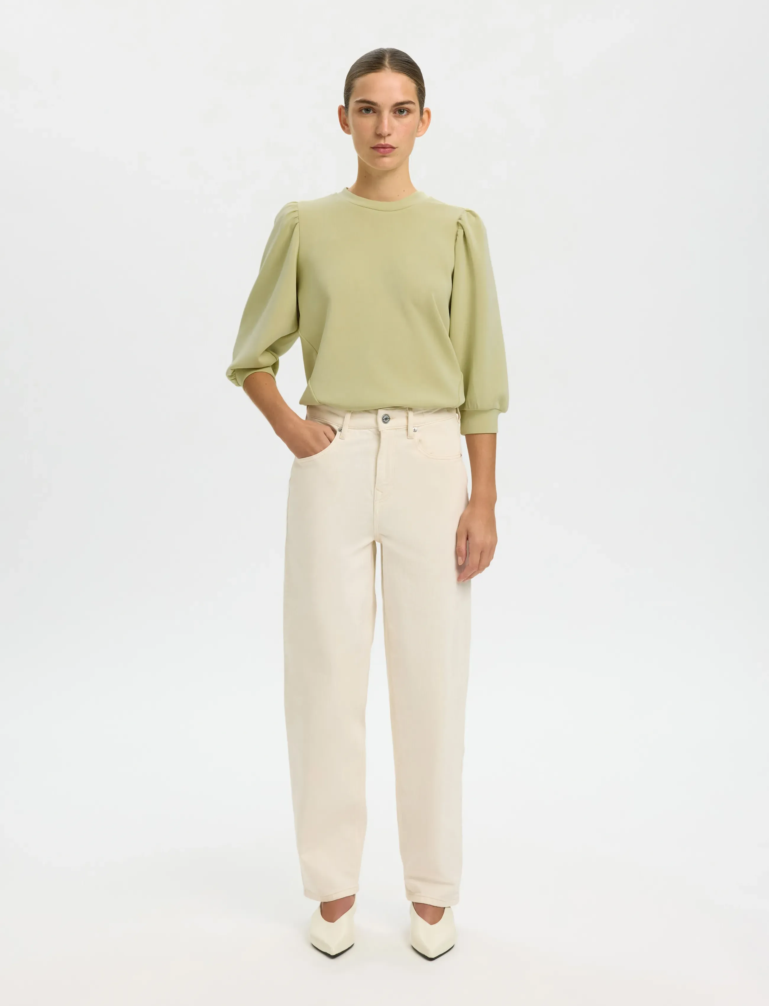 Selected - SLWTENNY 3/4 SWEAT TOP NOOS - langærmede toppe - lint - 3