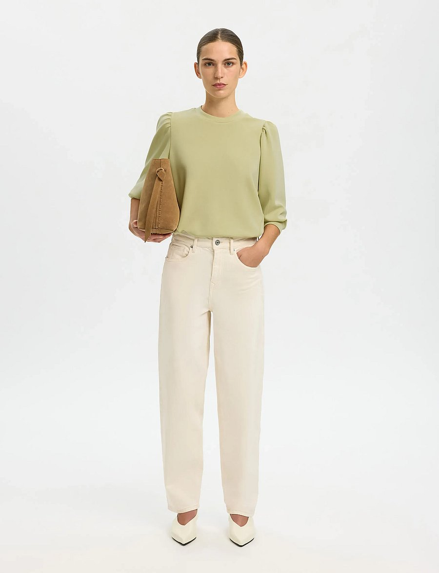 Selected - SLWTENNY 3/4 SWEAT TOP NOOS - långärmade toppar - lint - 5