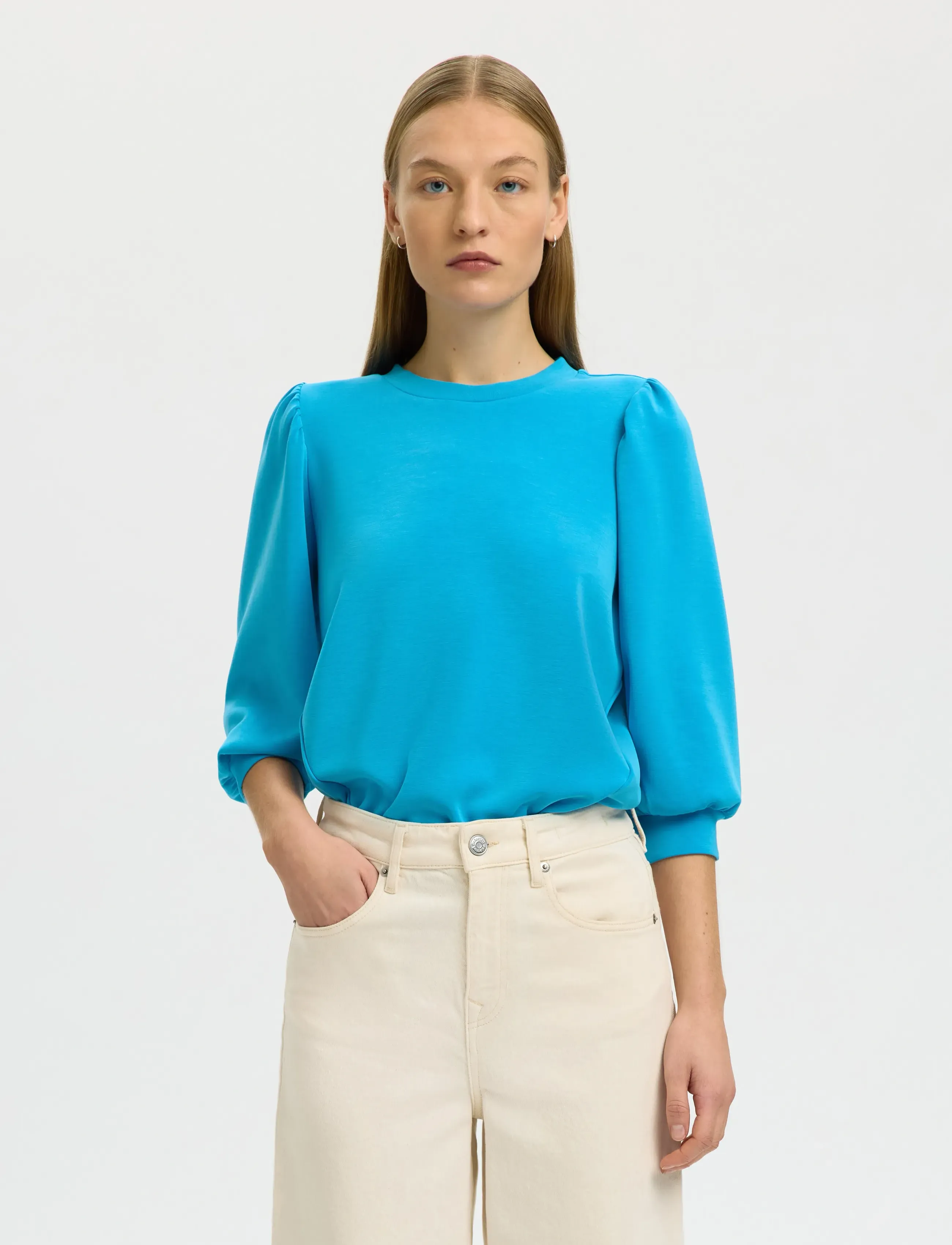 Selected SLWTENNY 3/4 SWEAT TOP NOOS - Langærmede toppe - MALIBU BLUE / blue