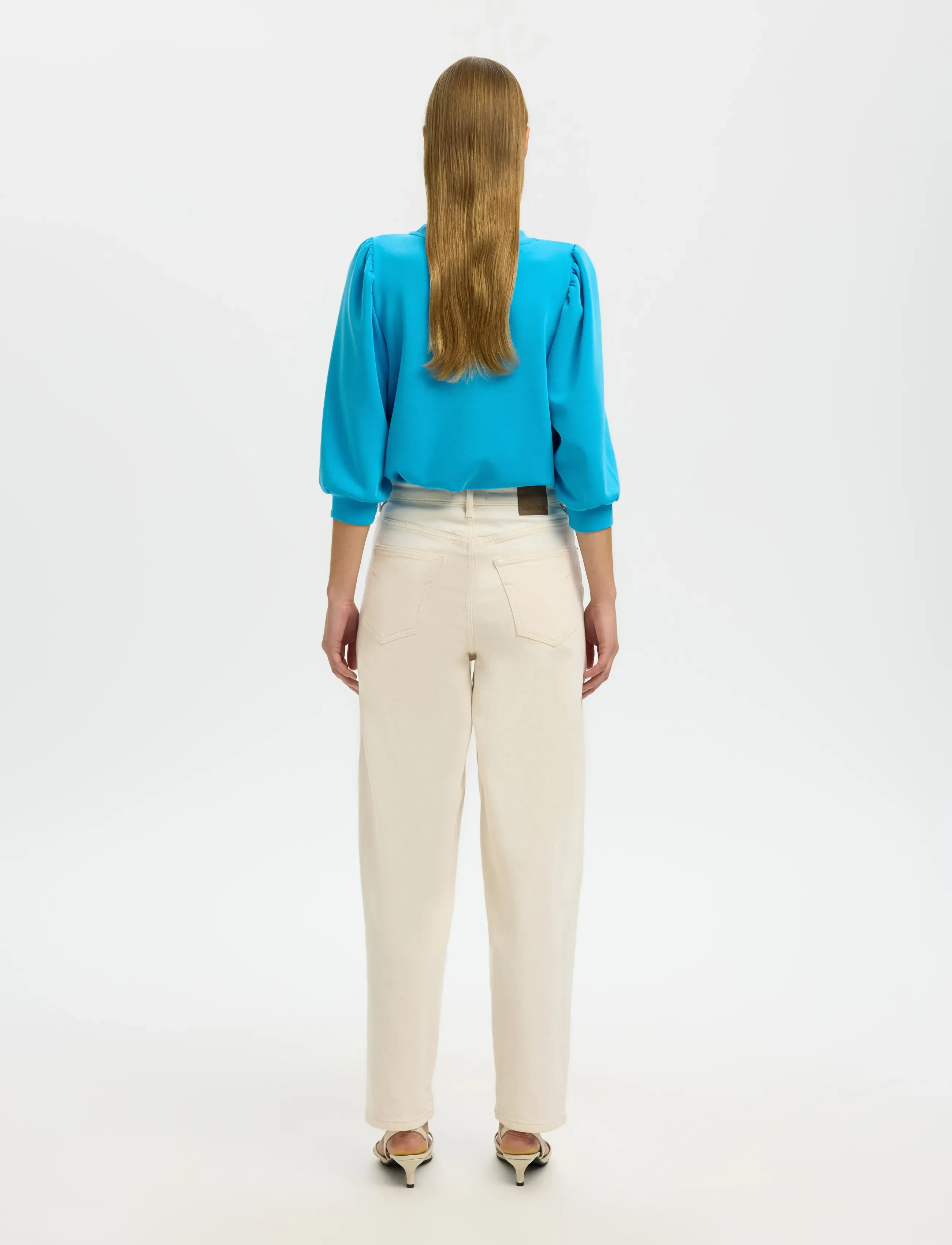 Selected - SLWTENNY 3/4 SWEAT TOP NOOS - langærmede toppe - malibu blue - 3