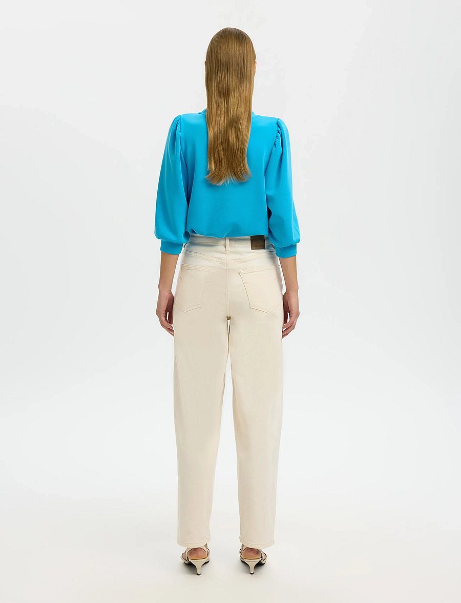 Selected - SLWTENNY 3/4 SWEAT TOP NOOS - langärmlige tops - malibu blue - 3
